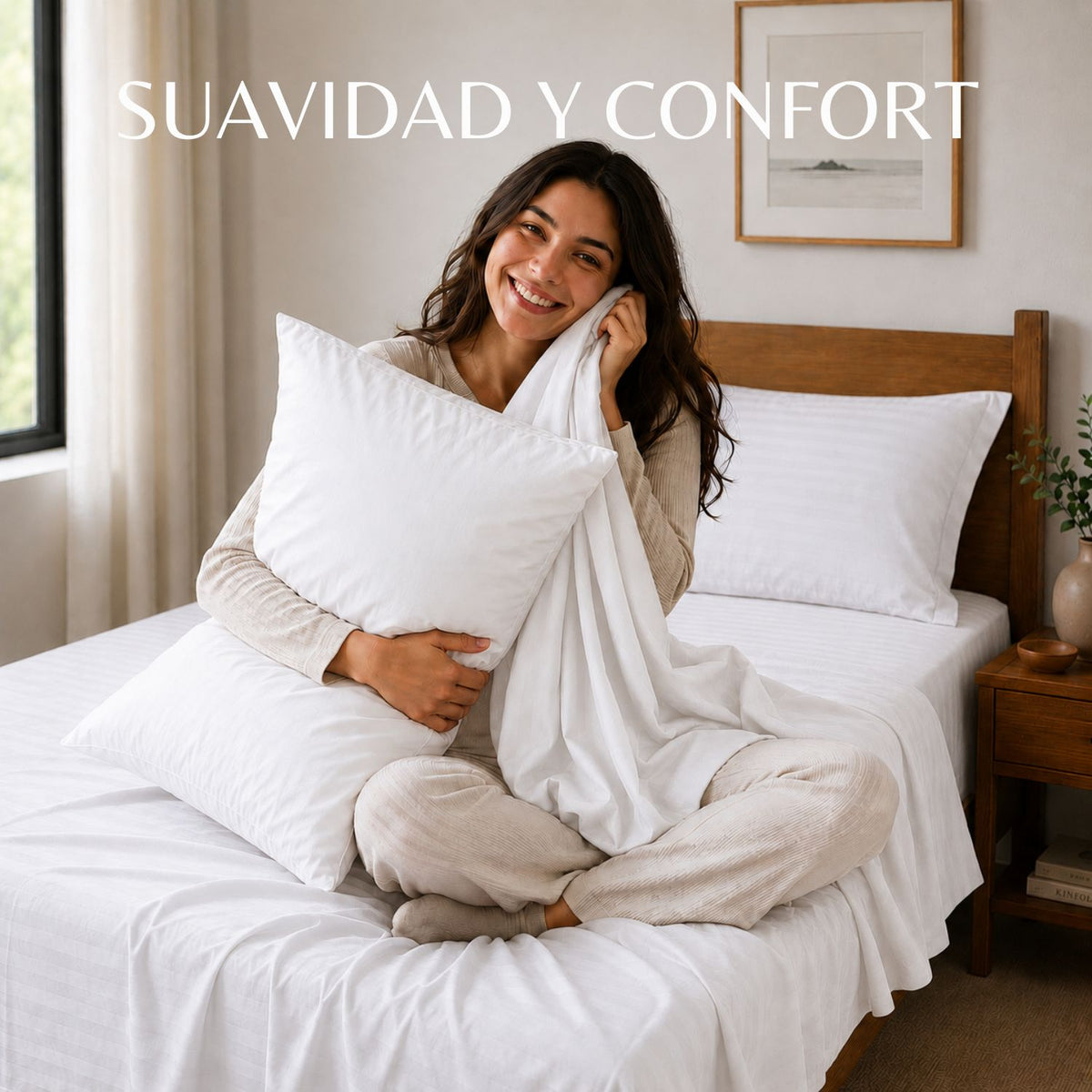 Combo Juego De Sabanas + 2 Almohadas Siliconadas Doble