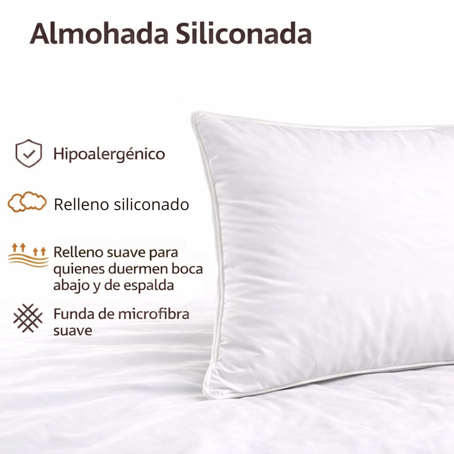 Almohada siliconada con funda 50x70cm Set x 2