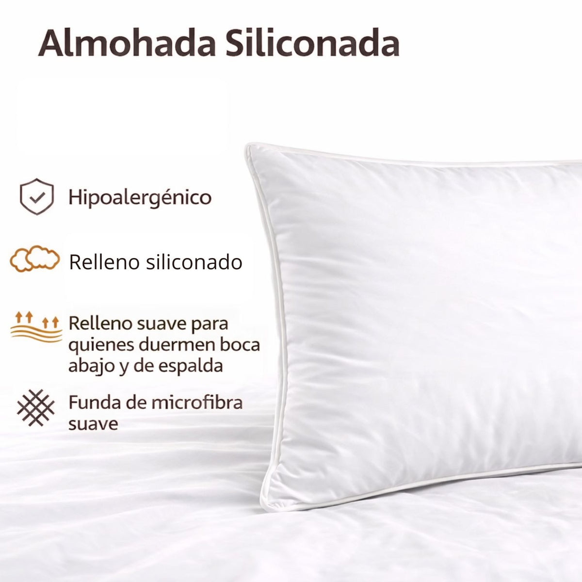 Almohada Siliconada Con Funda 45x65cm Set x 2