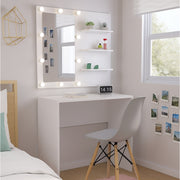 Combo Escritorio Panel Tocador Tomy Holywood+Silla Eames  (77x80x40) Blanco
