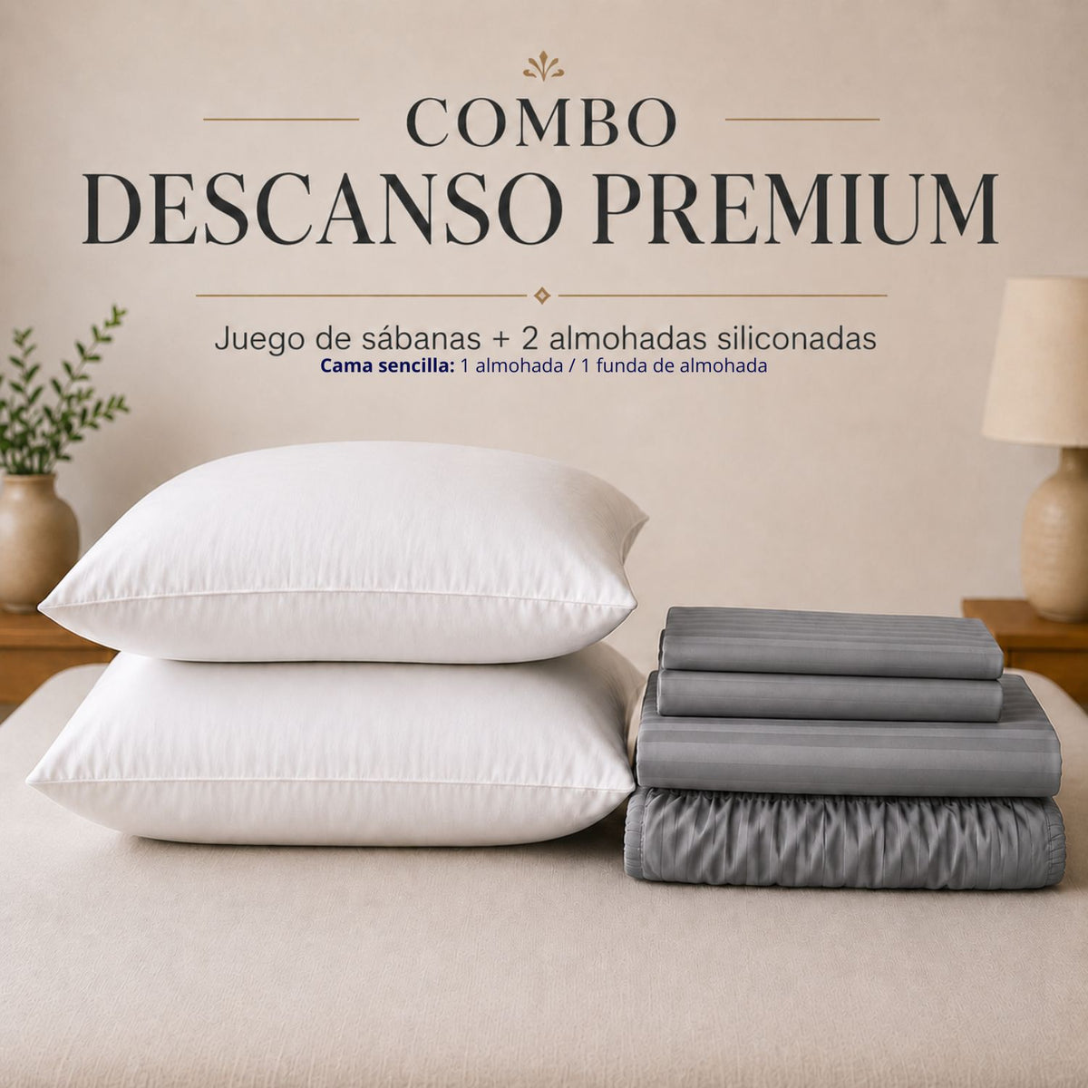 Combo Protector Colchon + 2 Almohadas Siliconadas King