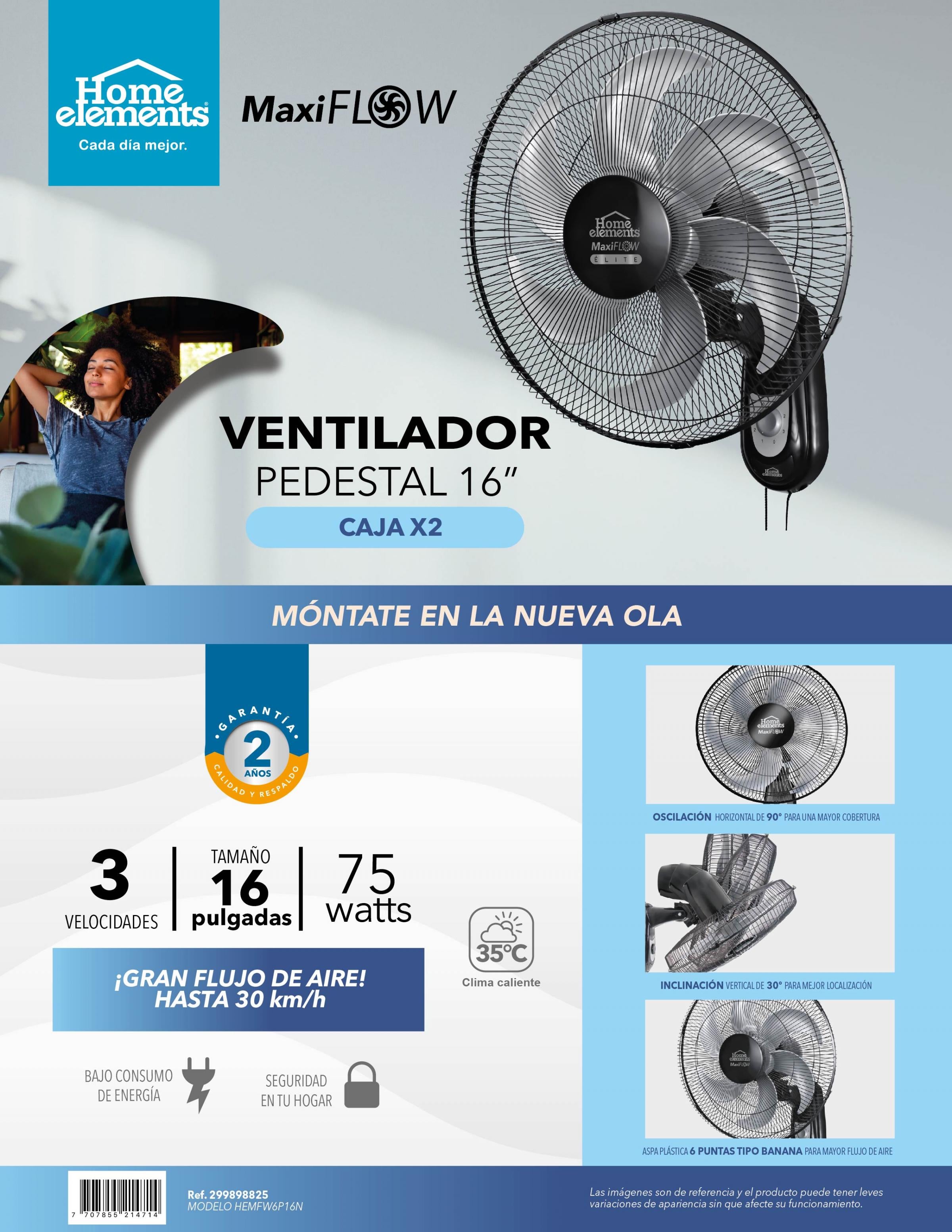 Ventilador de Pared 16" MaxiFlow - Negro