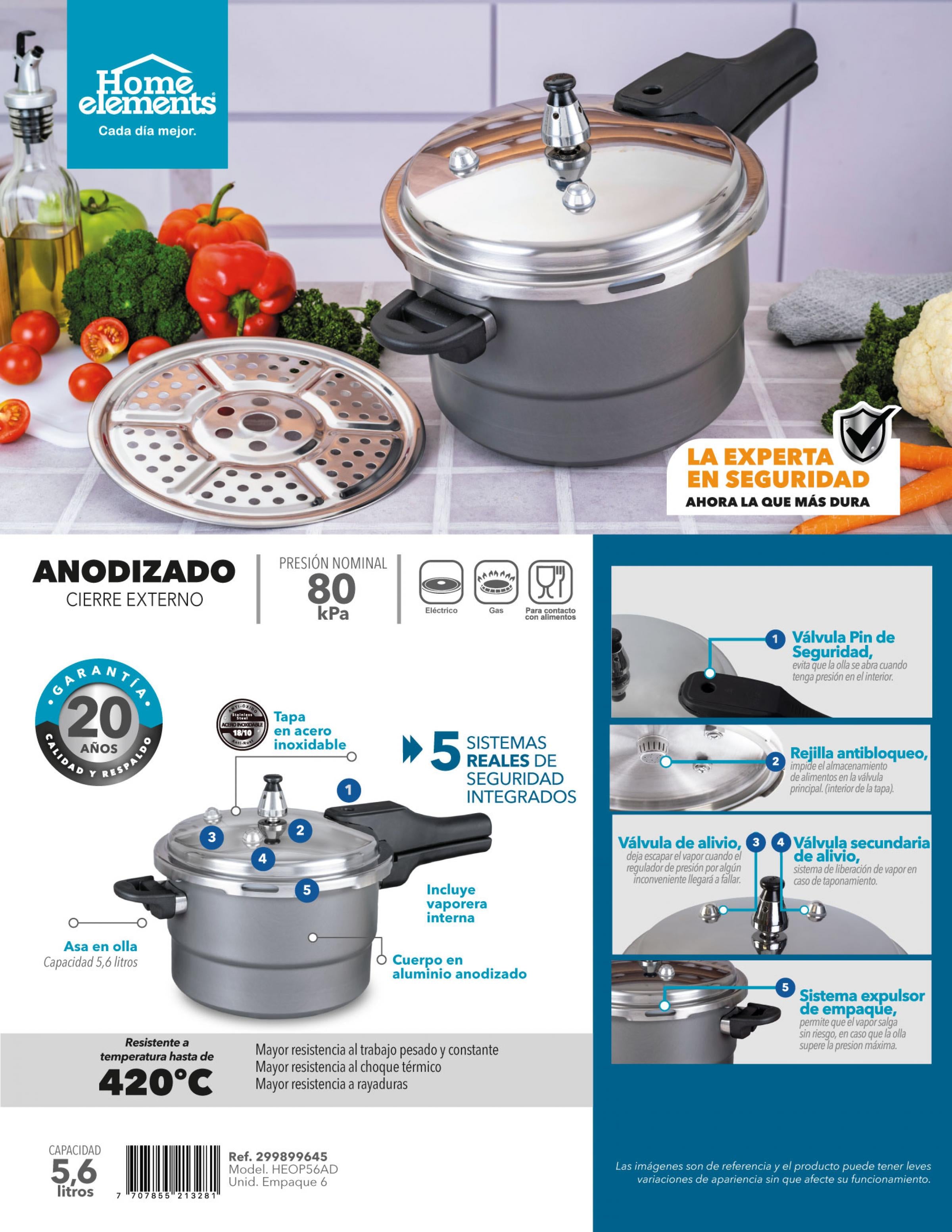 Olla a Presion 5,6 Litros Anodizado