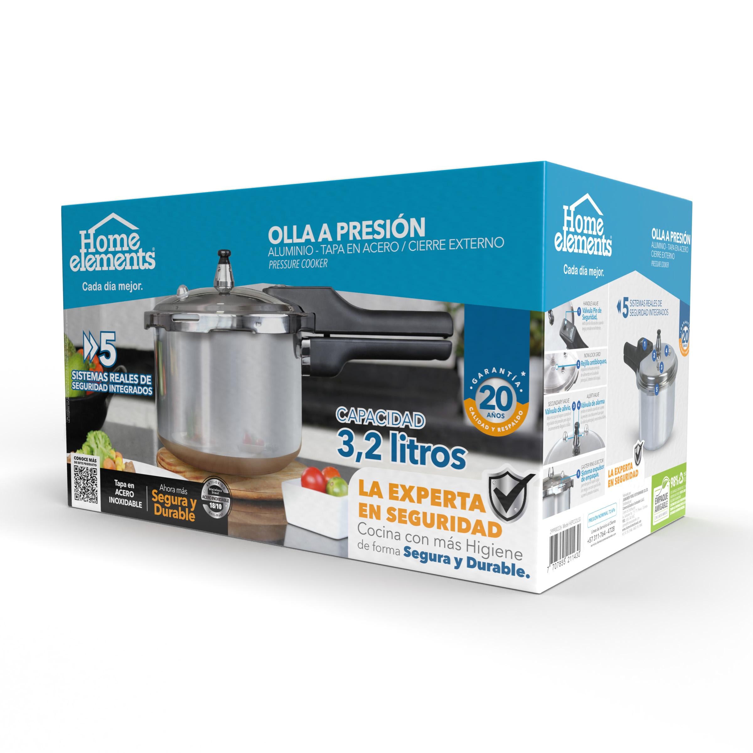Olla a Presion Aluminio 3,2 lt con Tapa en Acero