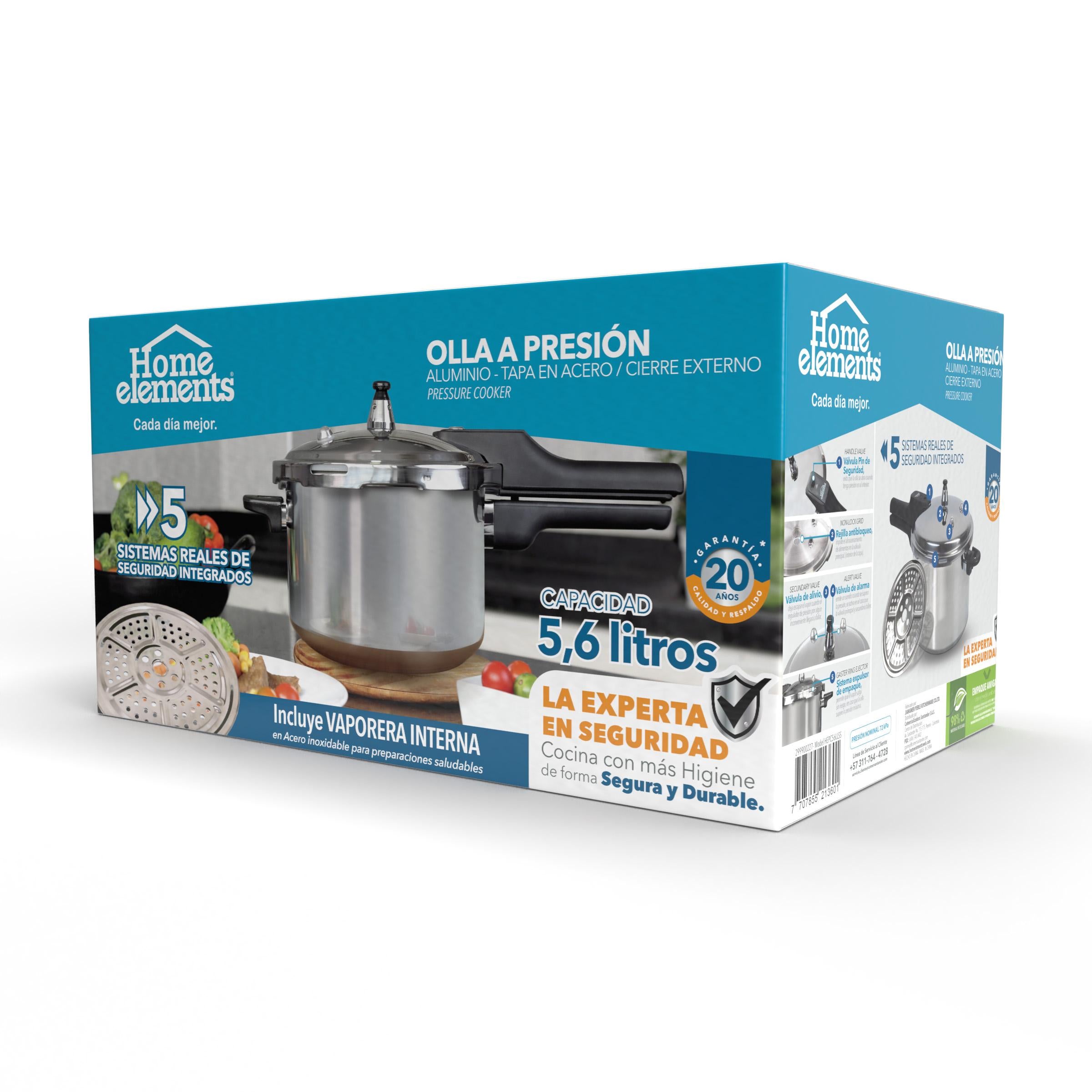 Olla a Presion Aluminio 5,6 lt con Tapa en Acero