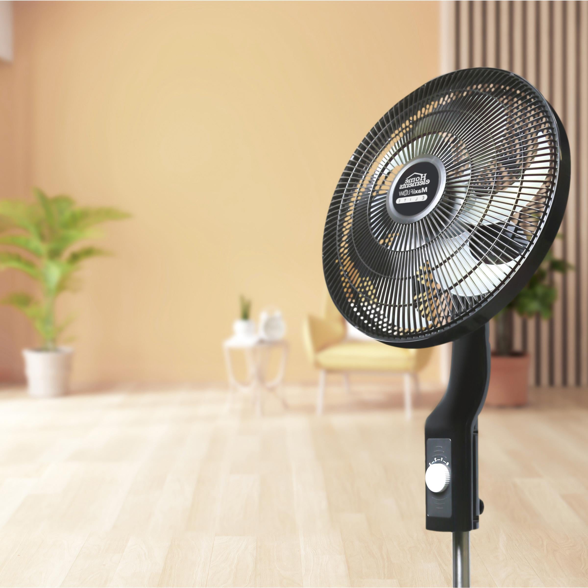 Ventilador de Pedestal Negro 18" MaxiFlow Elite - Malla Plastica