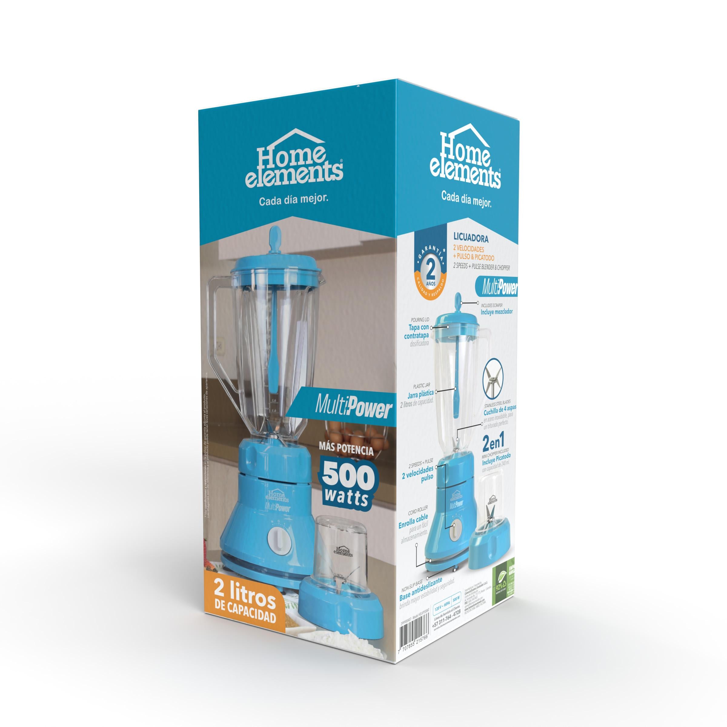 Licuadora Multipower Vaso Plastico Con Picatodo