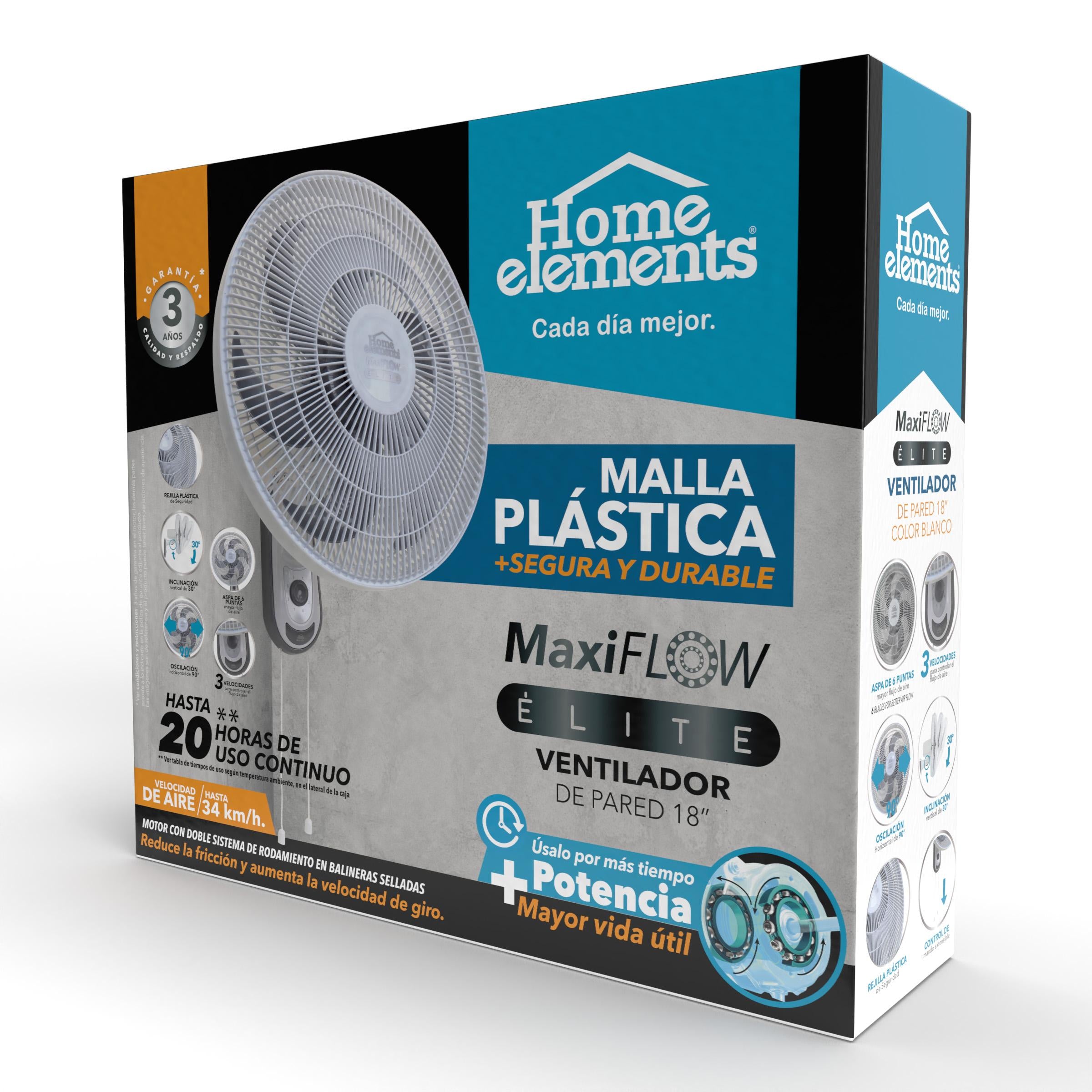 Ventilador de Pared Blanco 18" MaxiFlow Elite - Malla Plastica