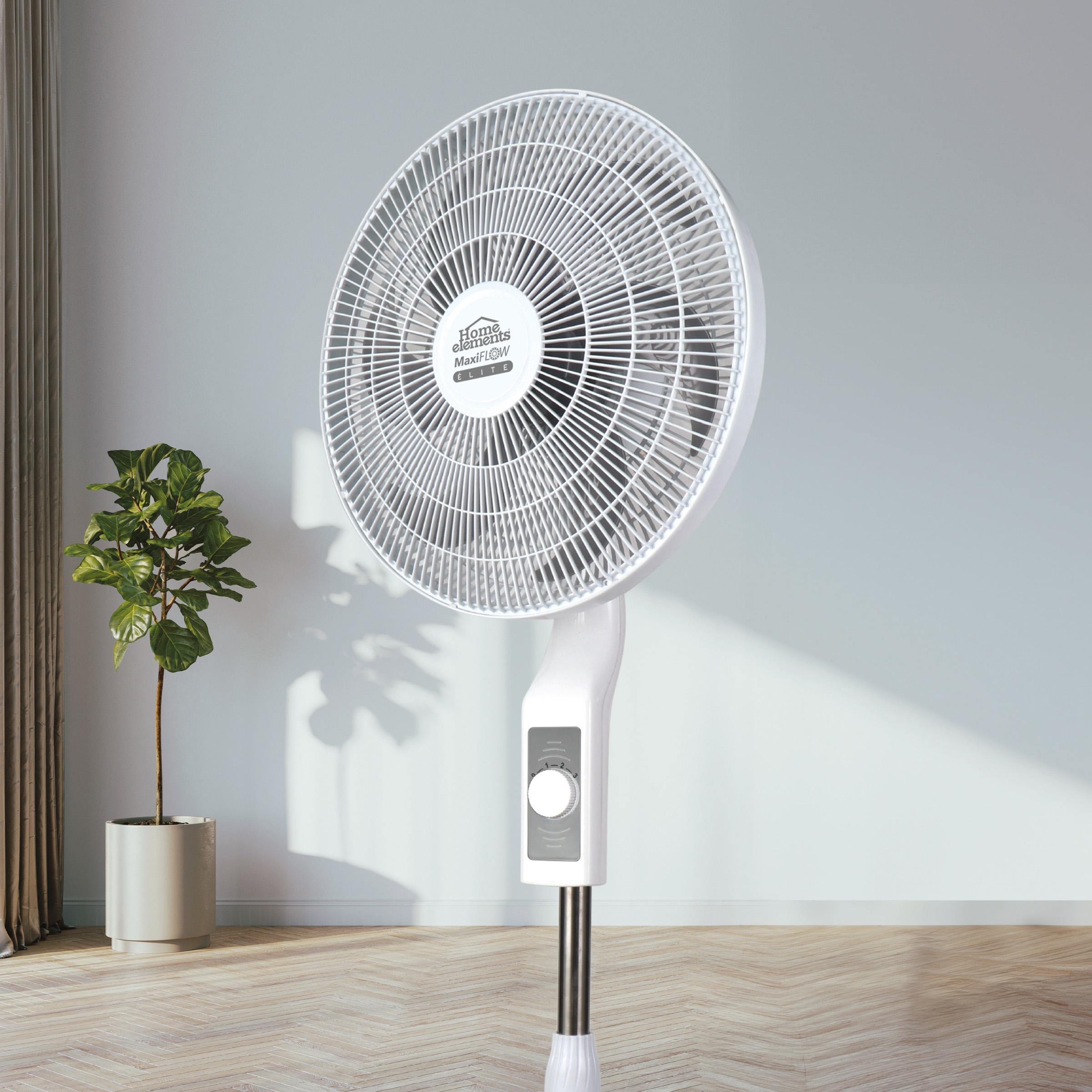 Ventilador de Pedestal Blanco 18" MaxiFlow Elite - Malla Plastica
