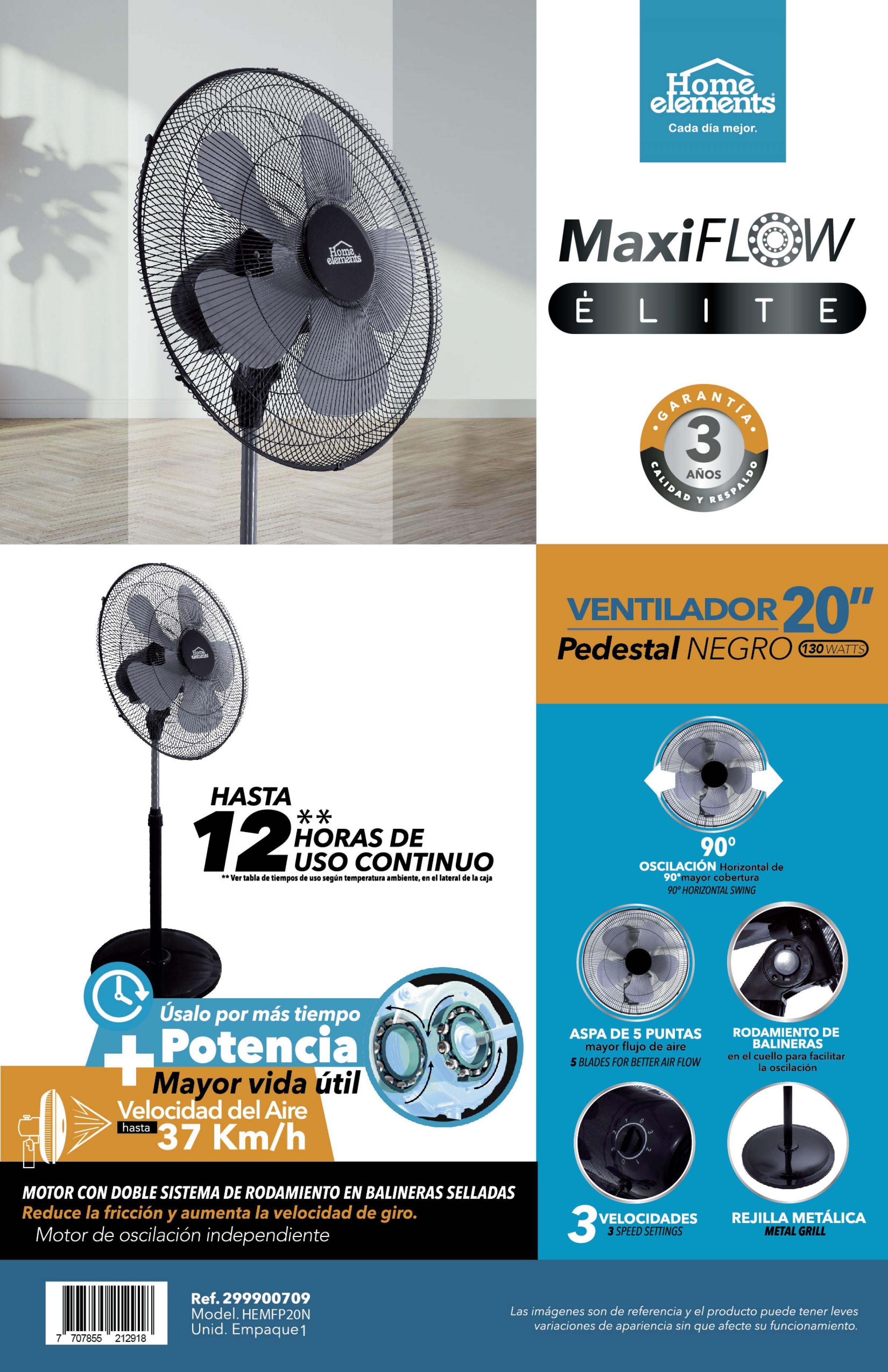 Ventilador de Pared 20" MaxiFlow Elite - 5 Aspas