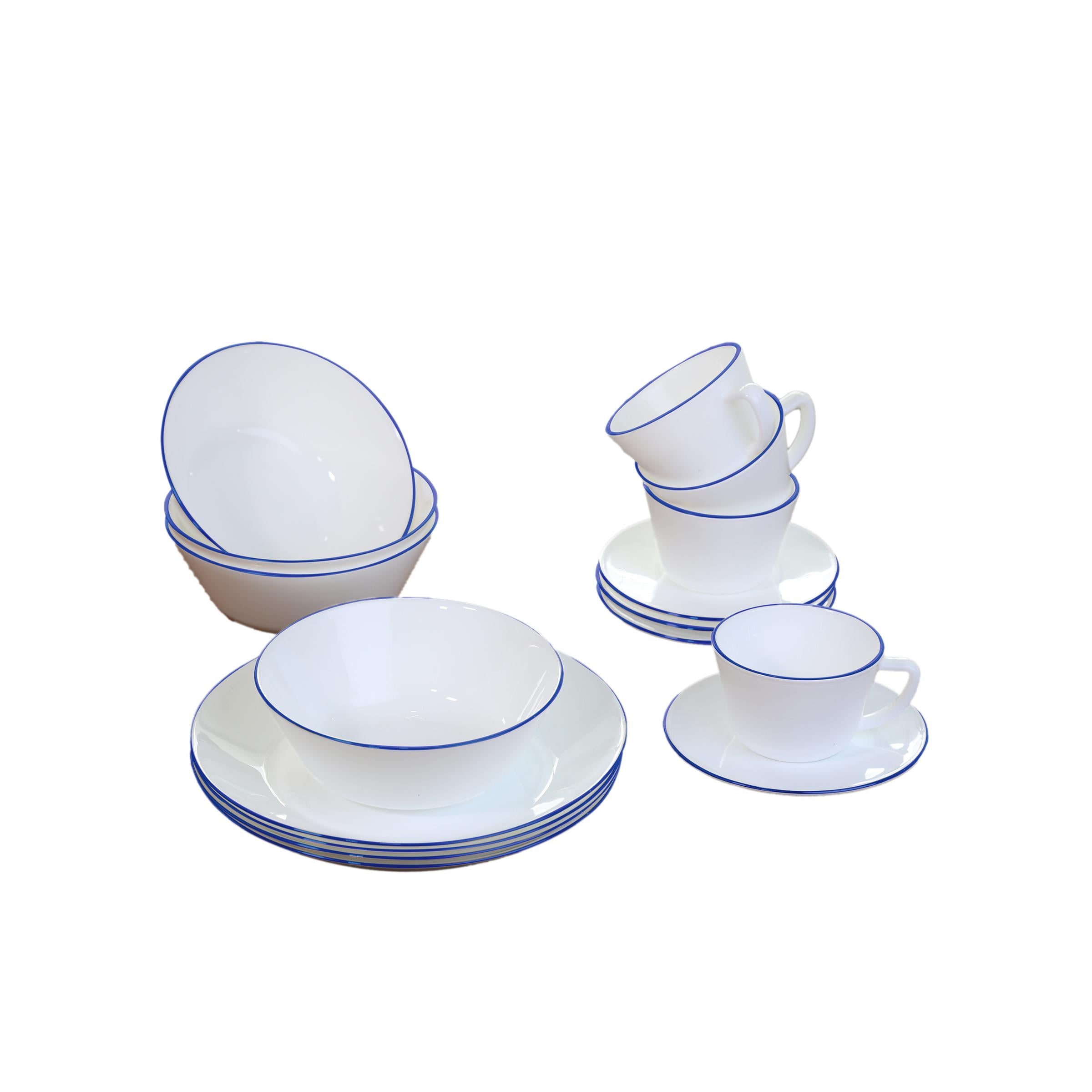 Vajilla Vitroceramica Borde Azul