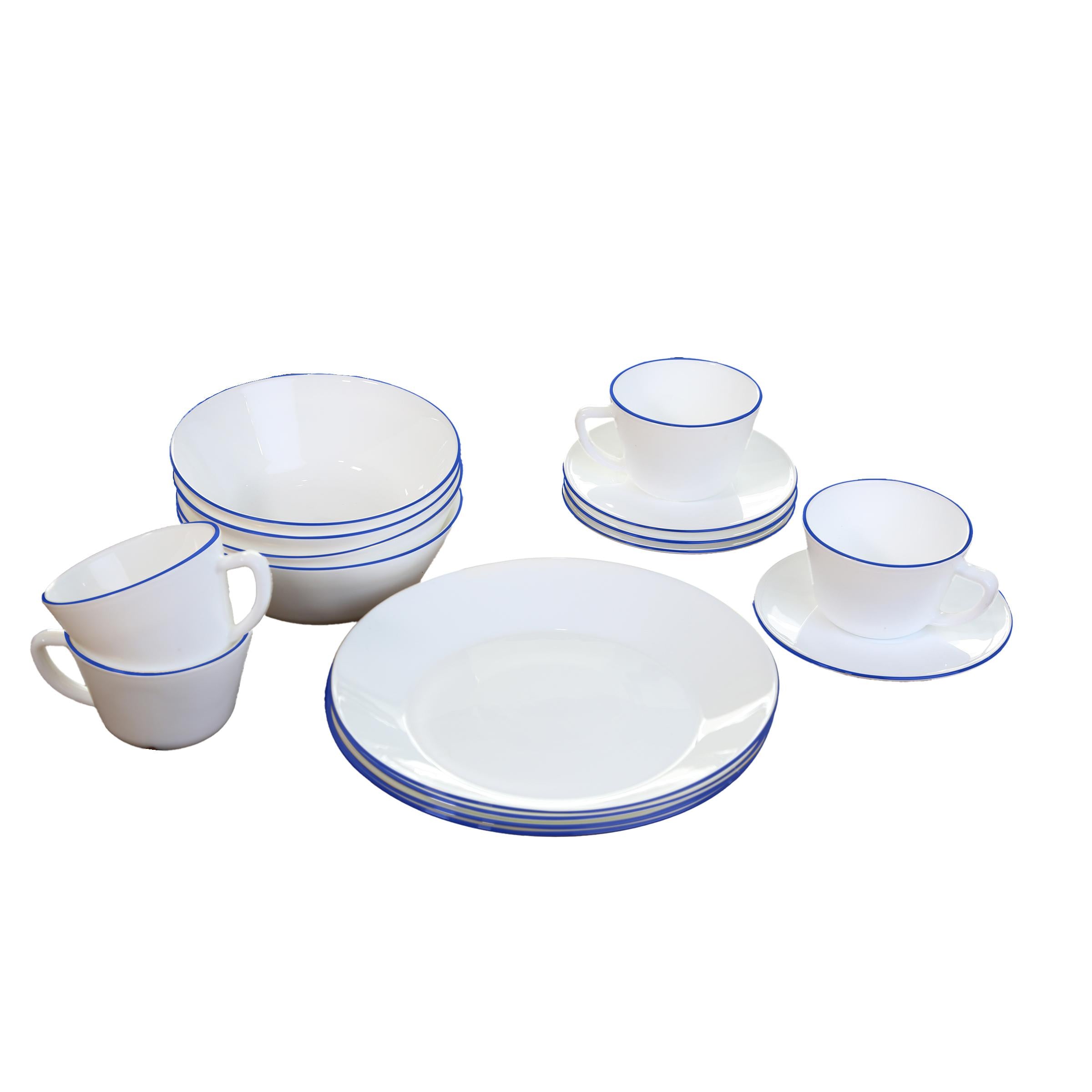 Vajilla Vitroceramica Borde Azul