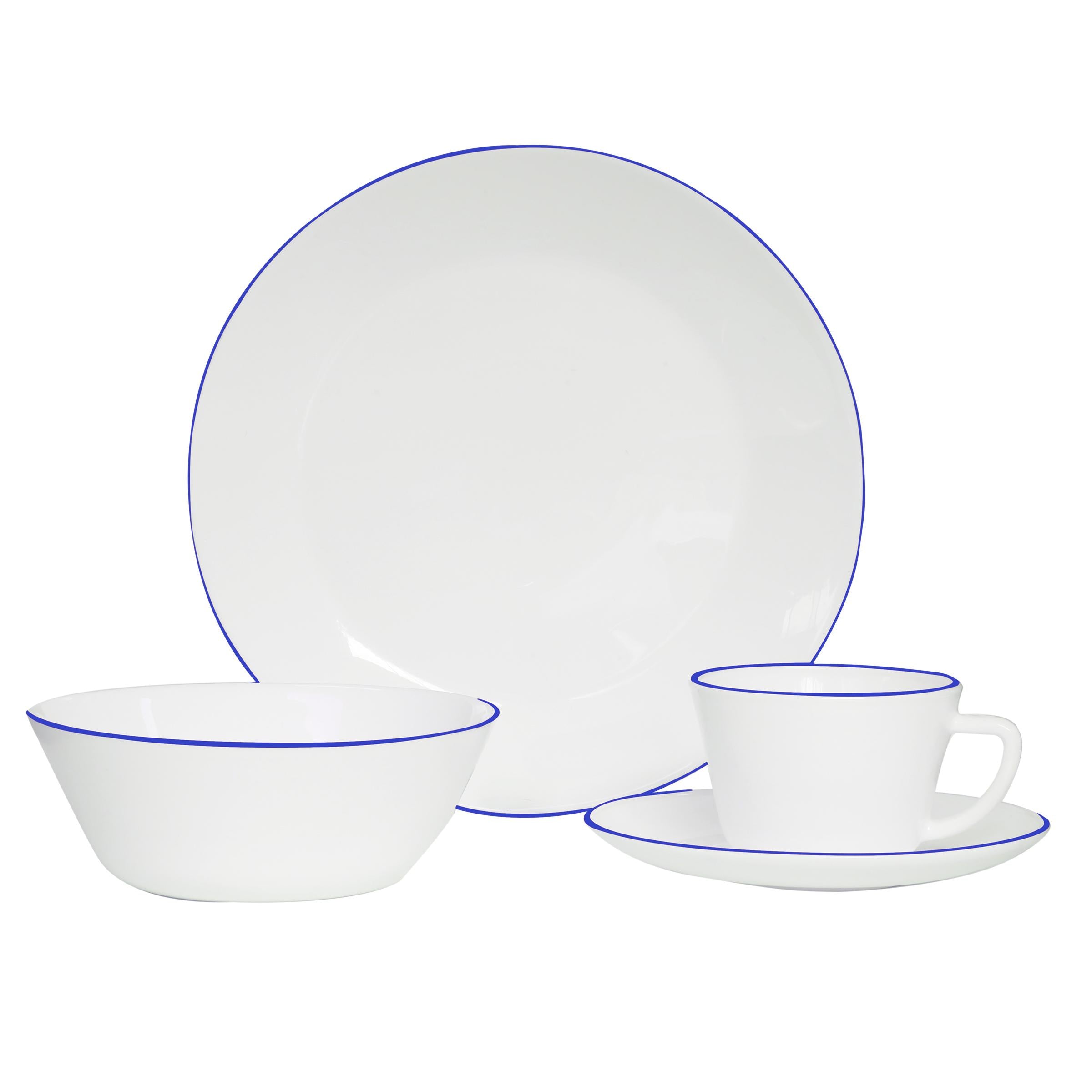 Vajilla Vitroceramica Borde Azul