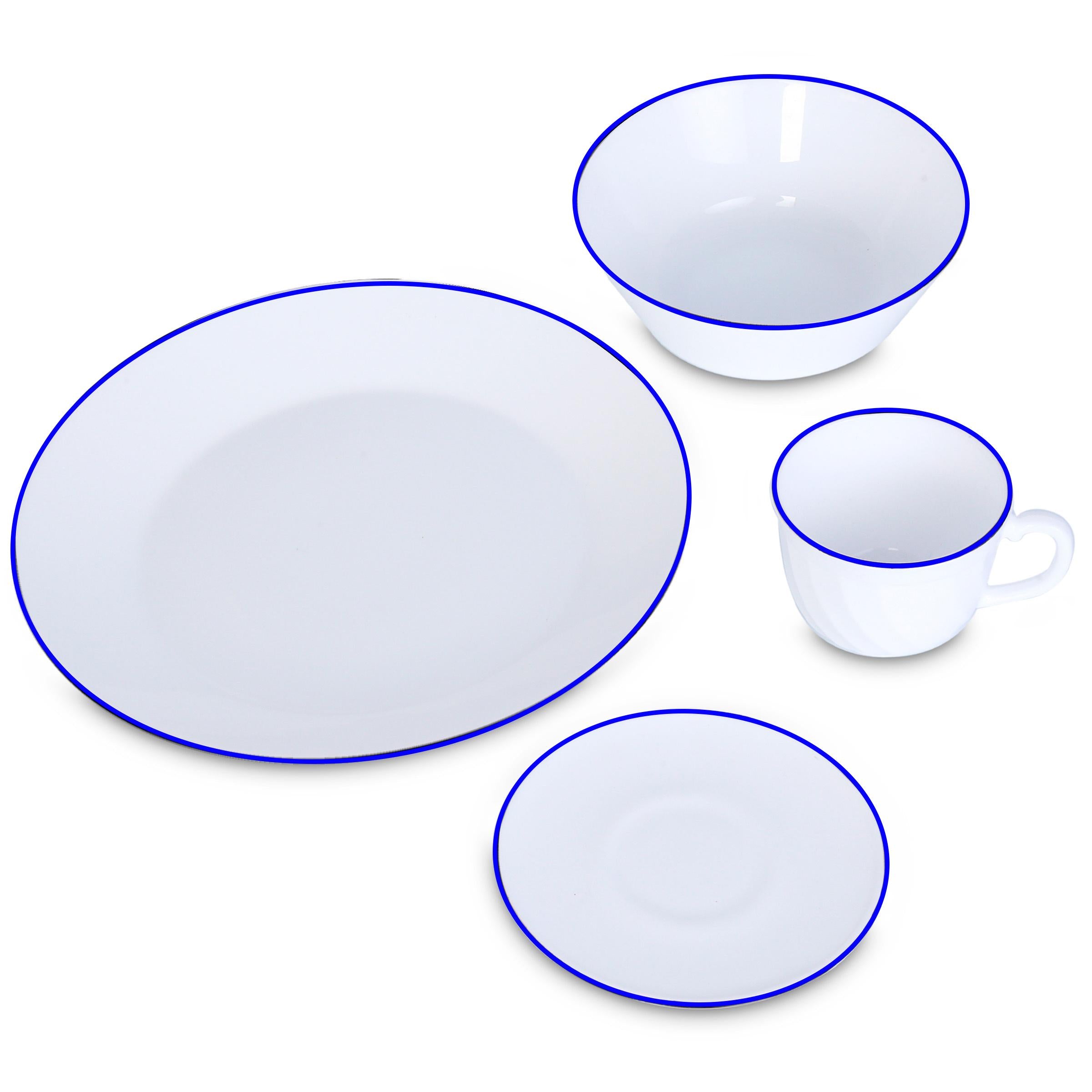 Vajilla Vitroceramica Borde Azul