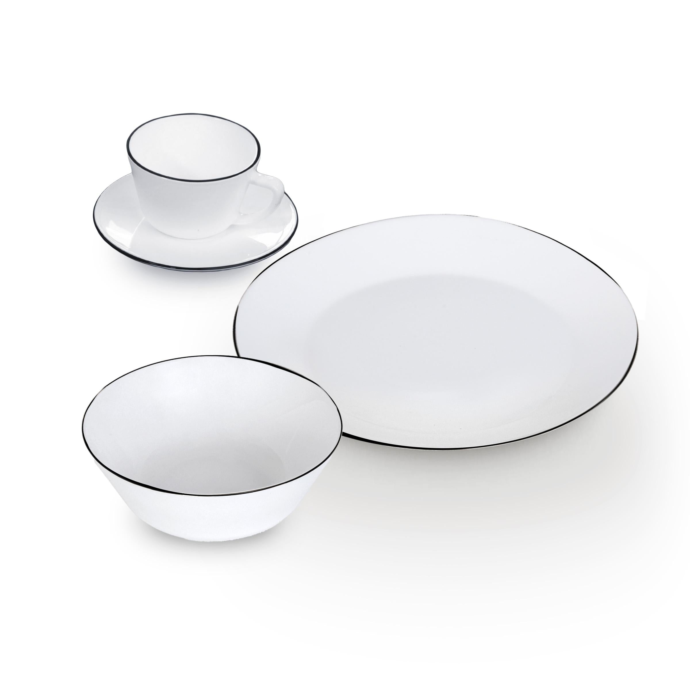 Vajilla Vitroceramica Borde Negro