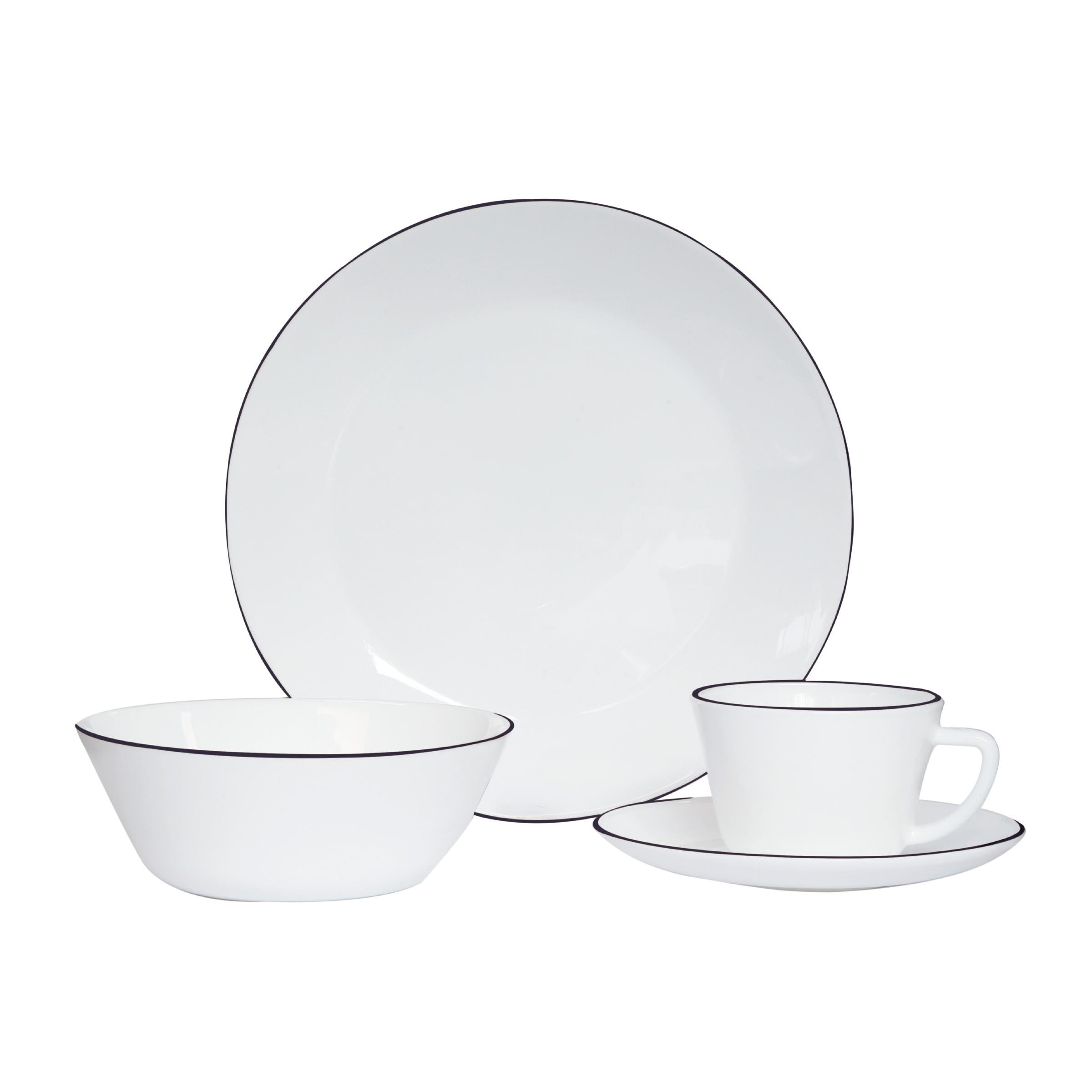 Vajilla Vitroceramica Borde Negro