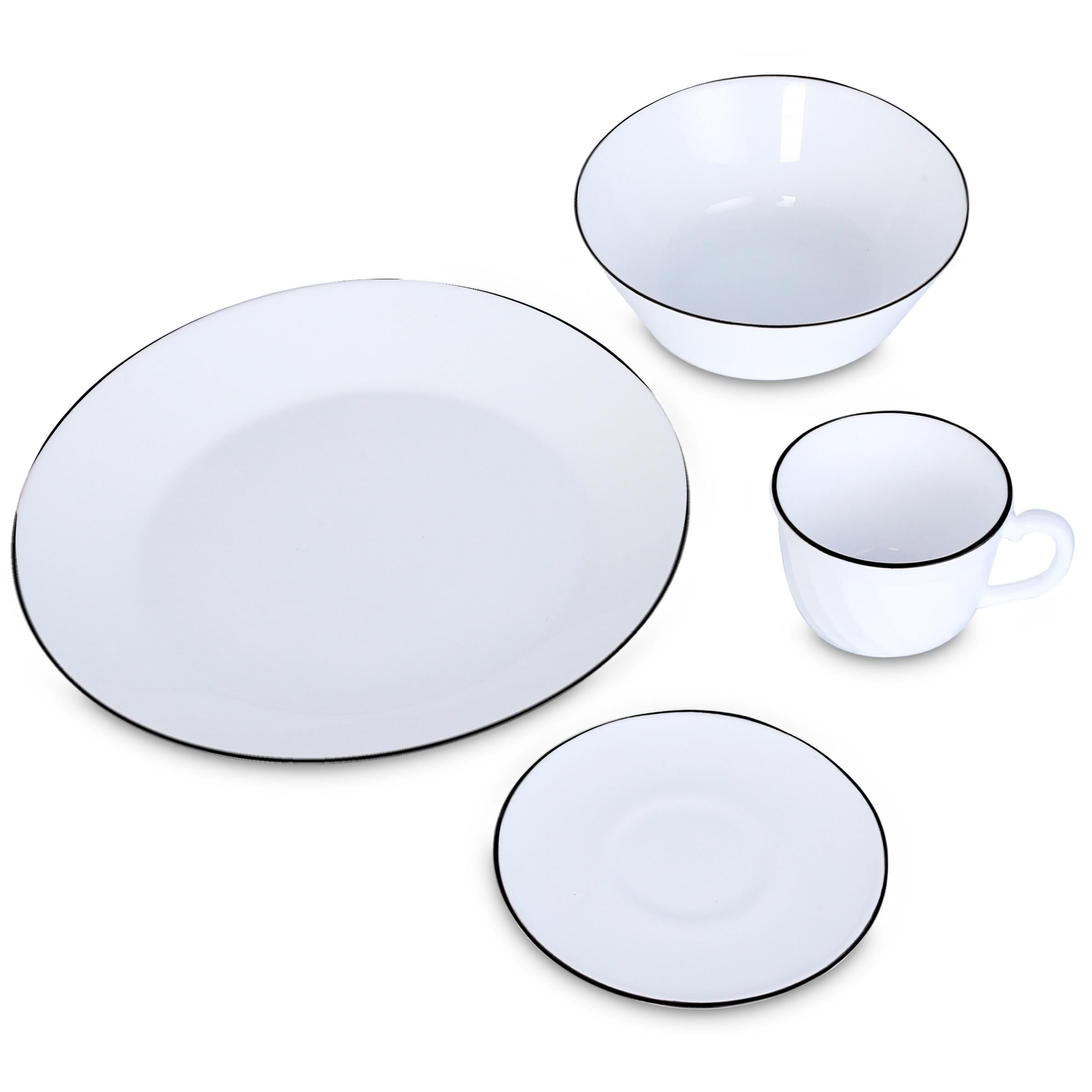 Vajilla Vitroceramica Borde Negro