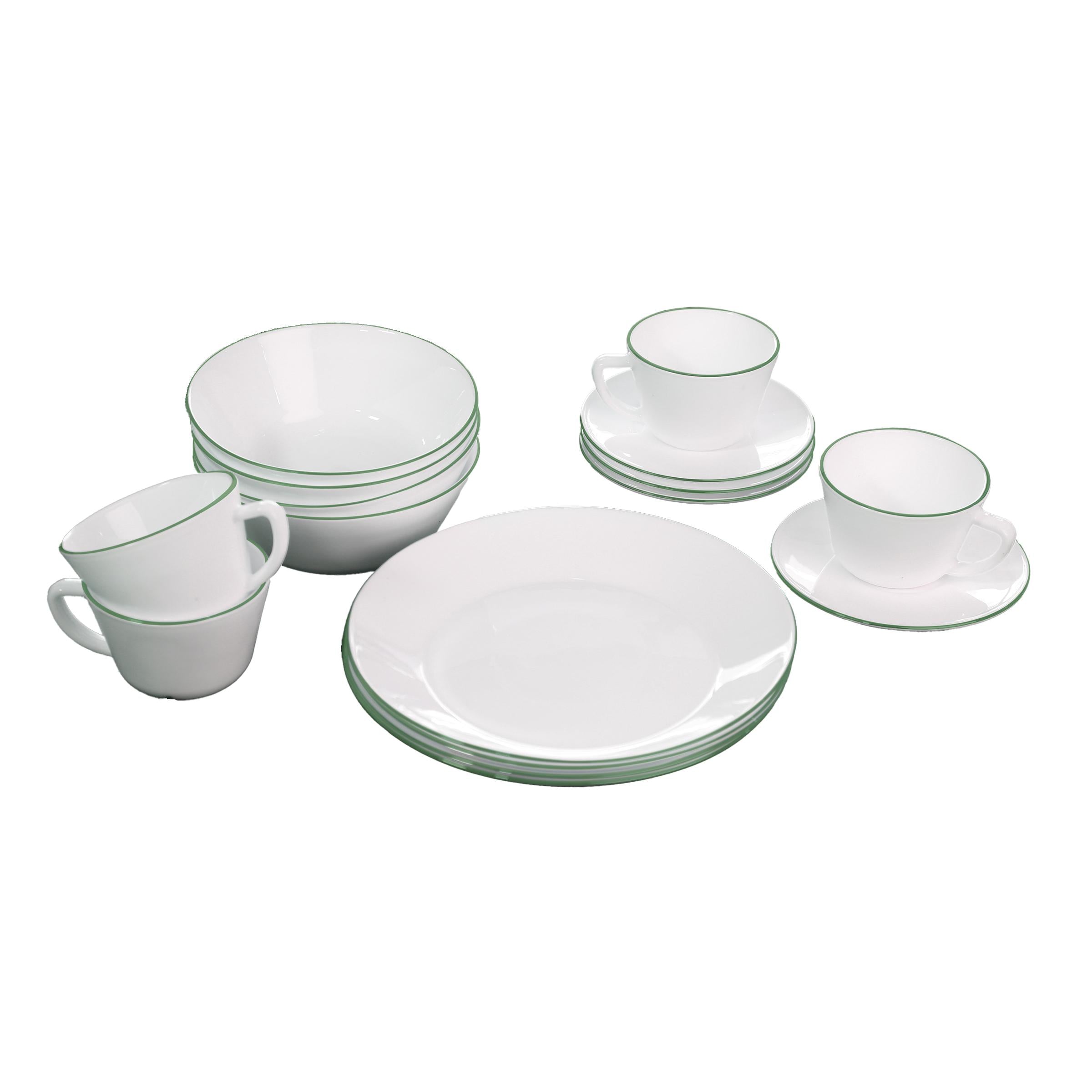Vajilla Vitroceramica Borde Verde