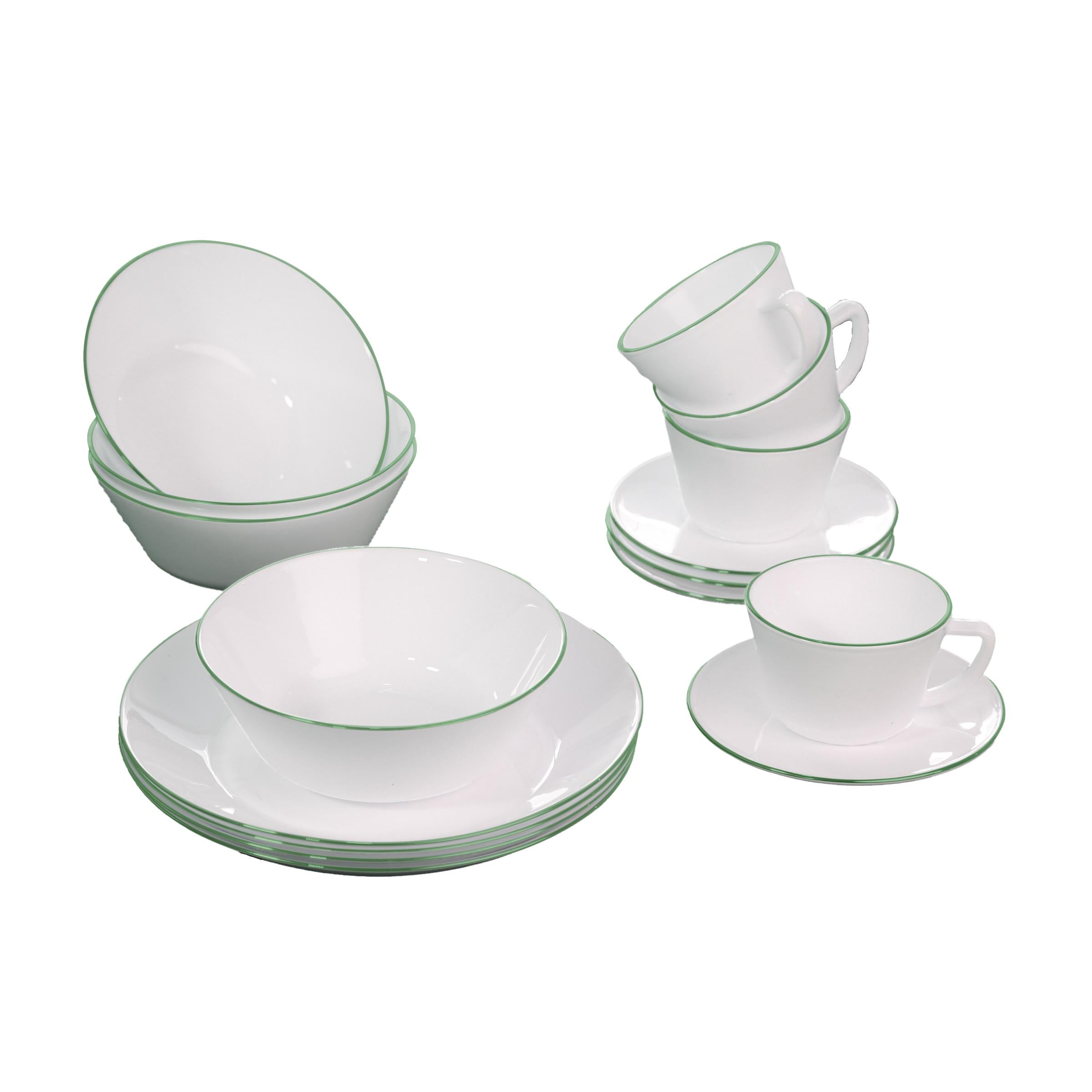 Vajilla Vitroceramica Borde Verde