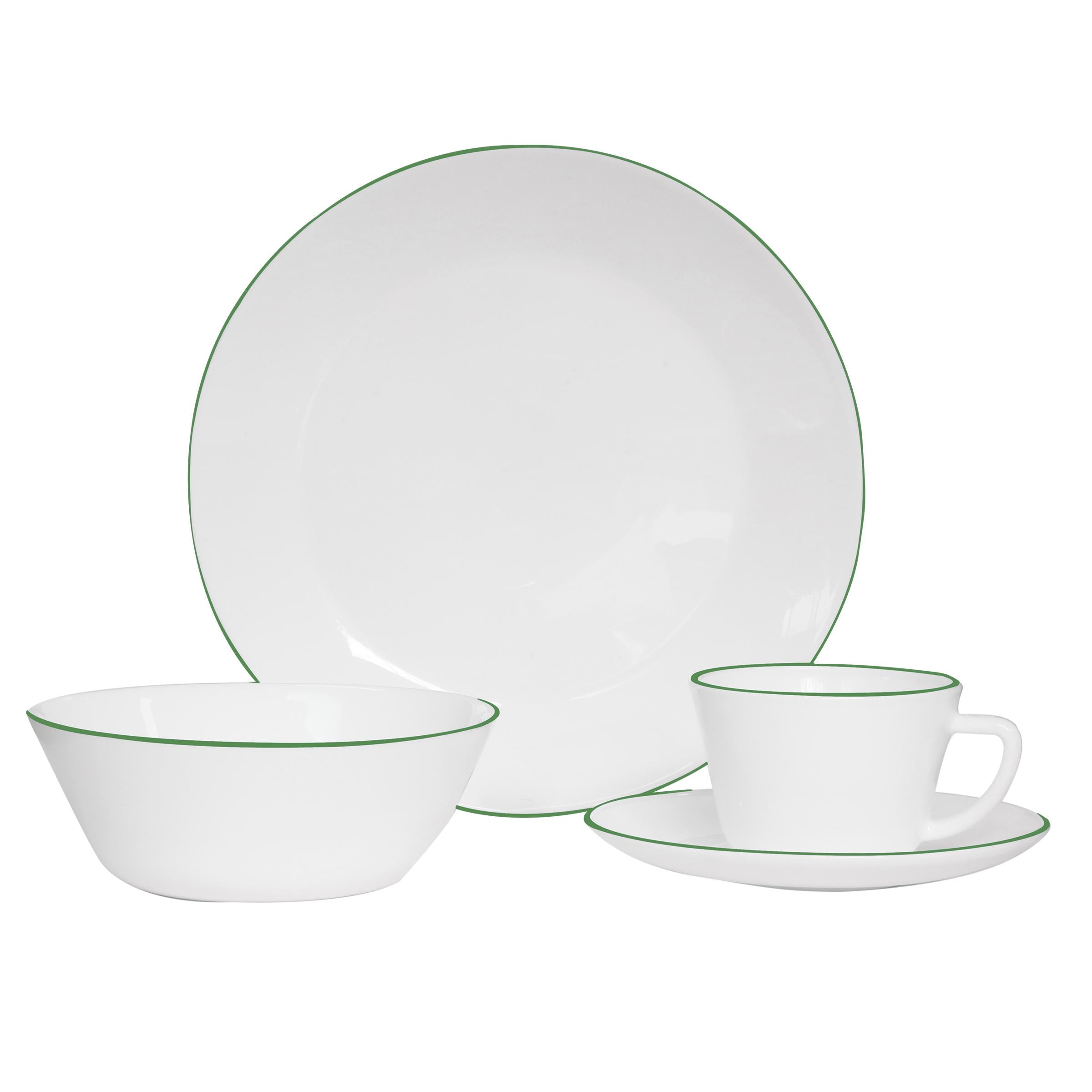 Vajilla Vitroceramica Borde Verde