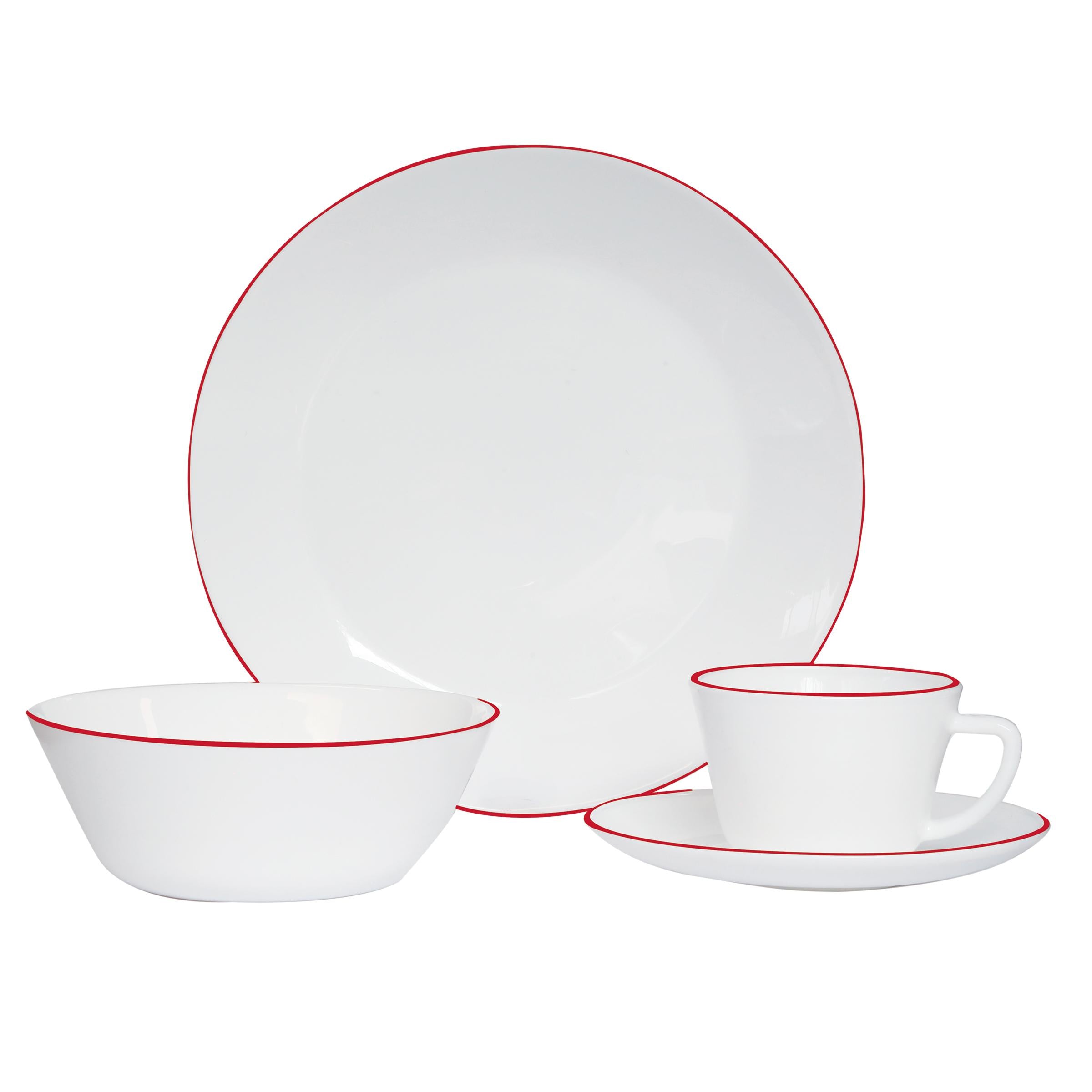 Vajilla Vitroceramica Borde Rojo