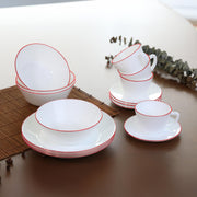 Vajilla Vitroceramica Borde Rojo