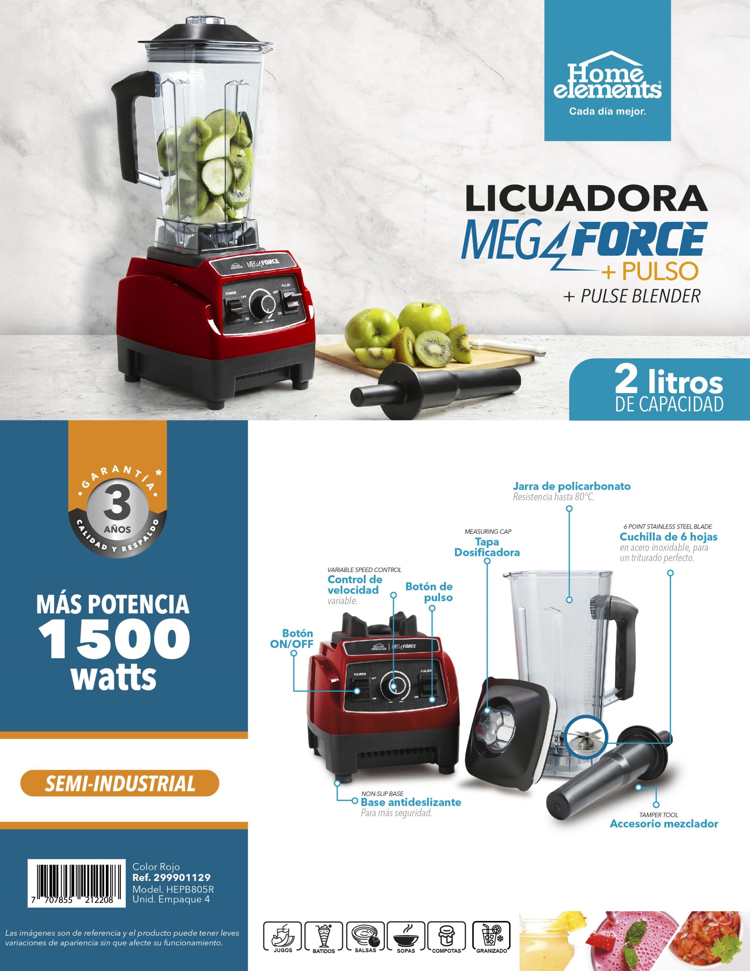 Licuadora Mega Force Jarra Policarbonato