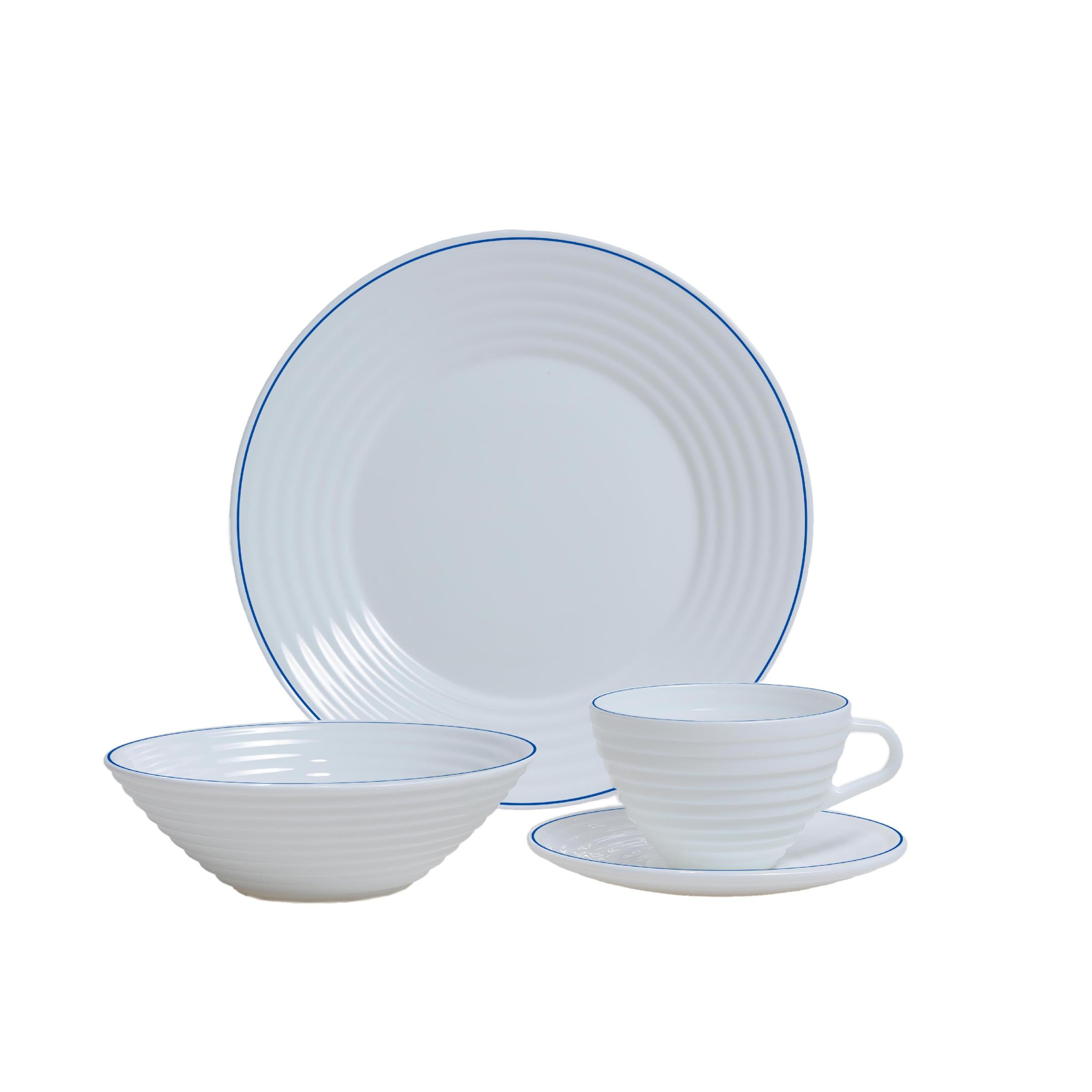 Vajilla Ondas Borde Azul