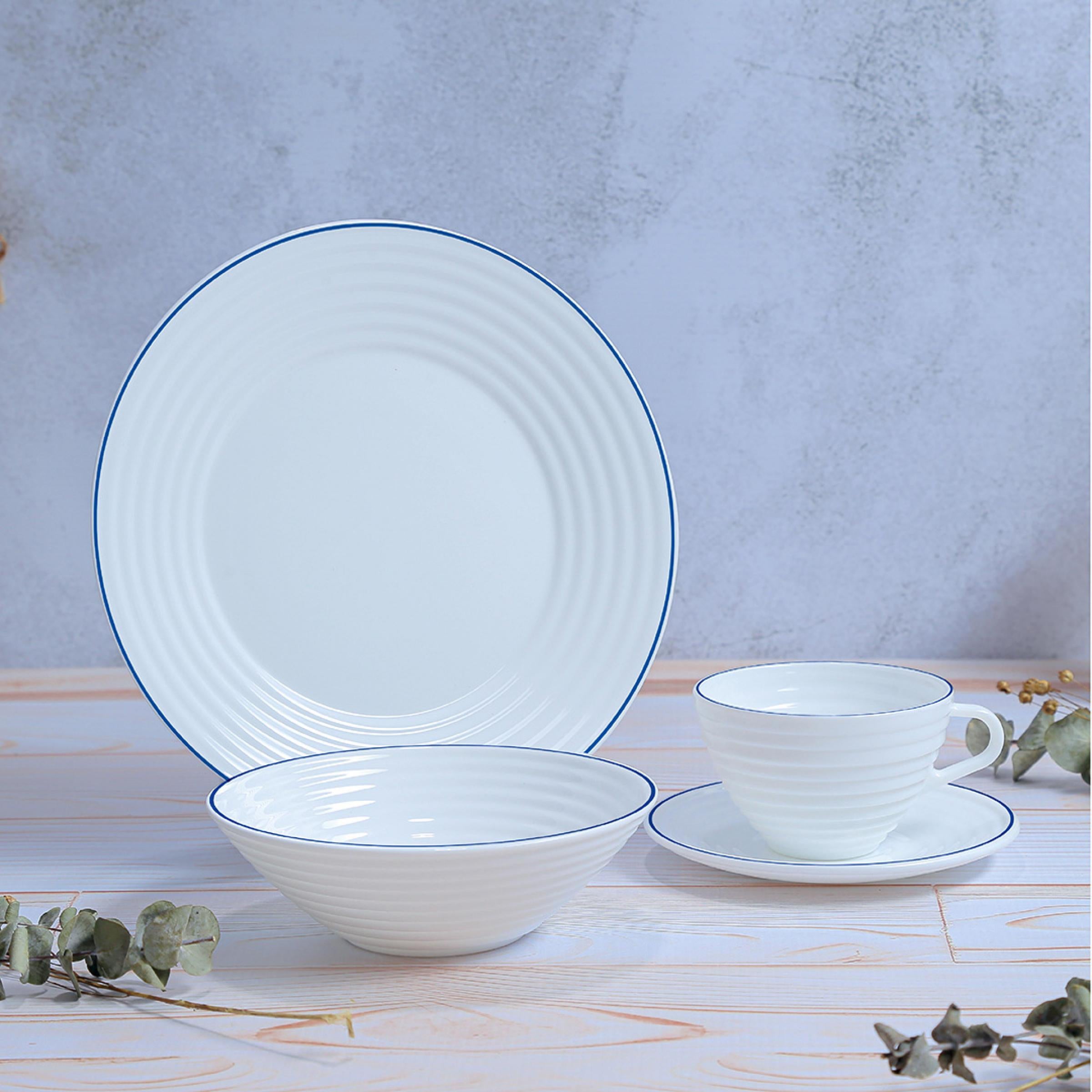 Vajilla Ondas Borde Azul