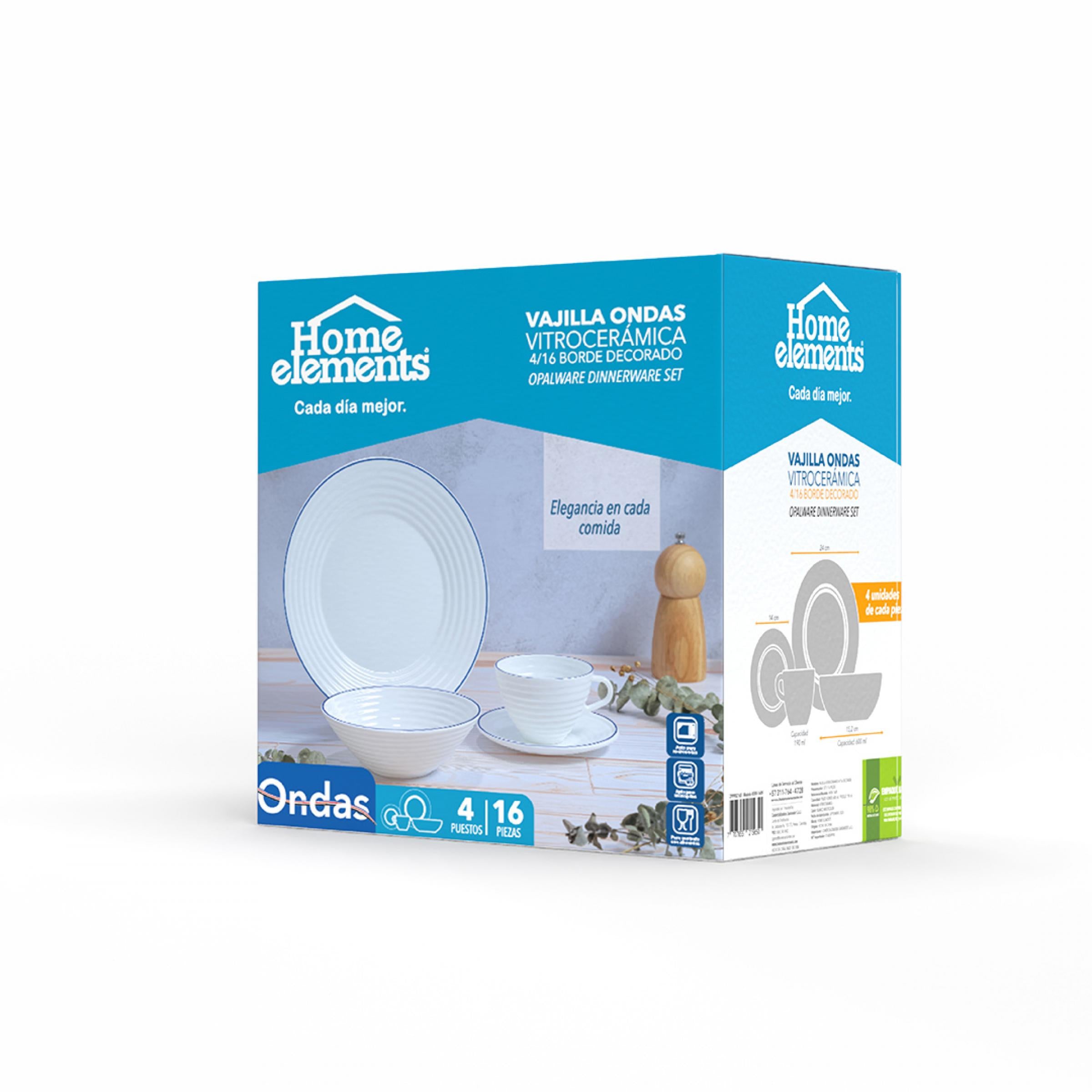 Vajilla Ondas Borde Azul