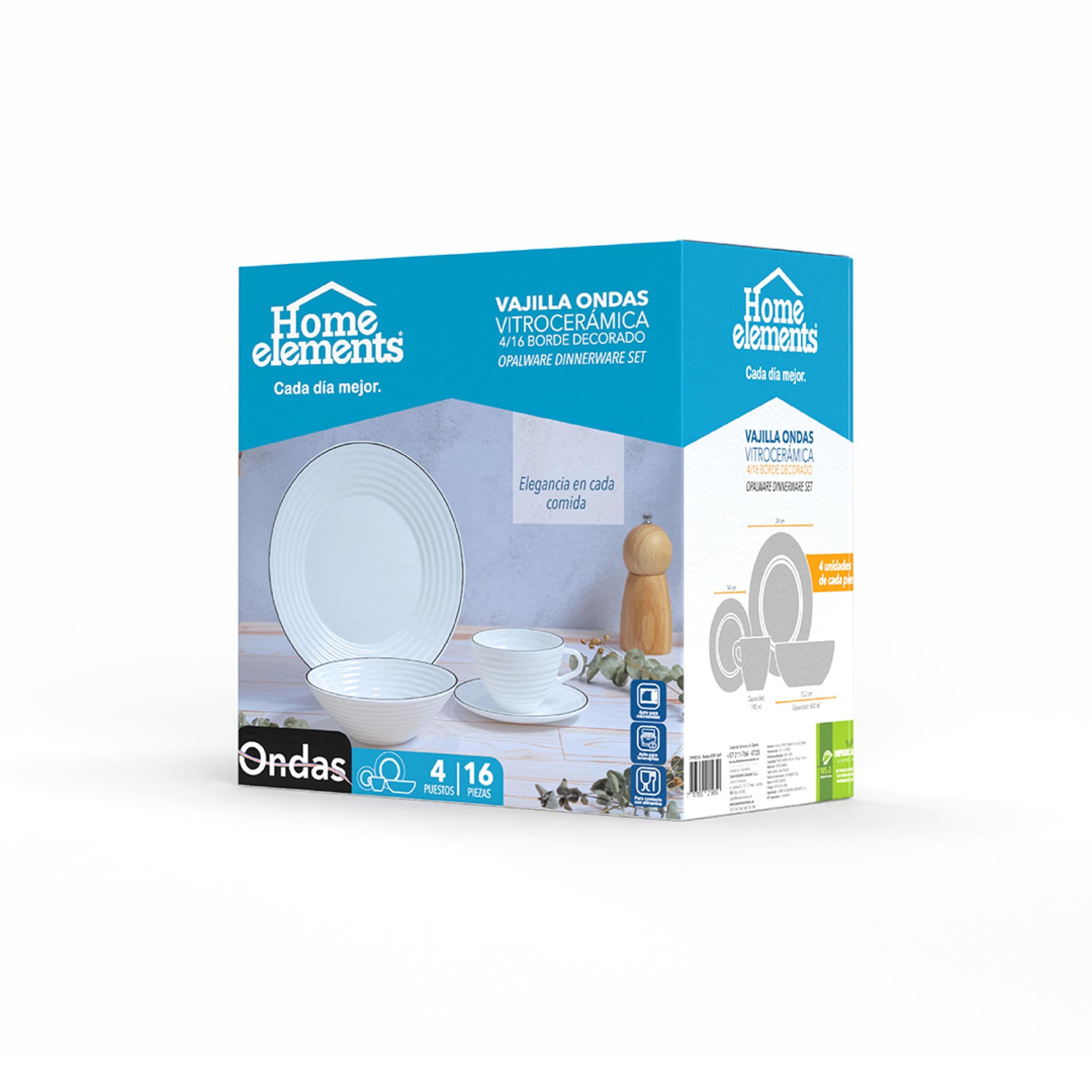 Vajilla Ondas Borde Negro