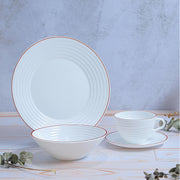 Vajilla Ondas Borde Rojo