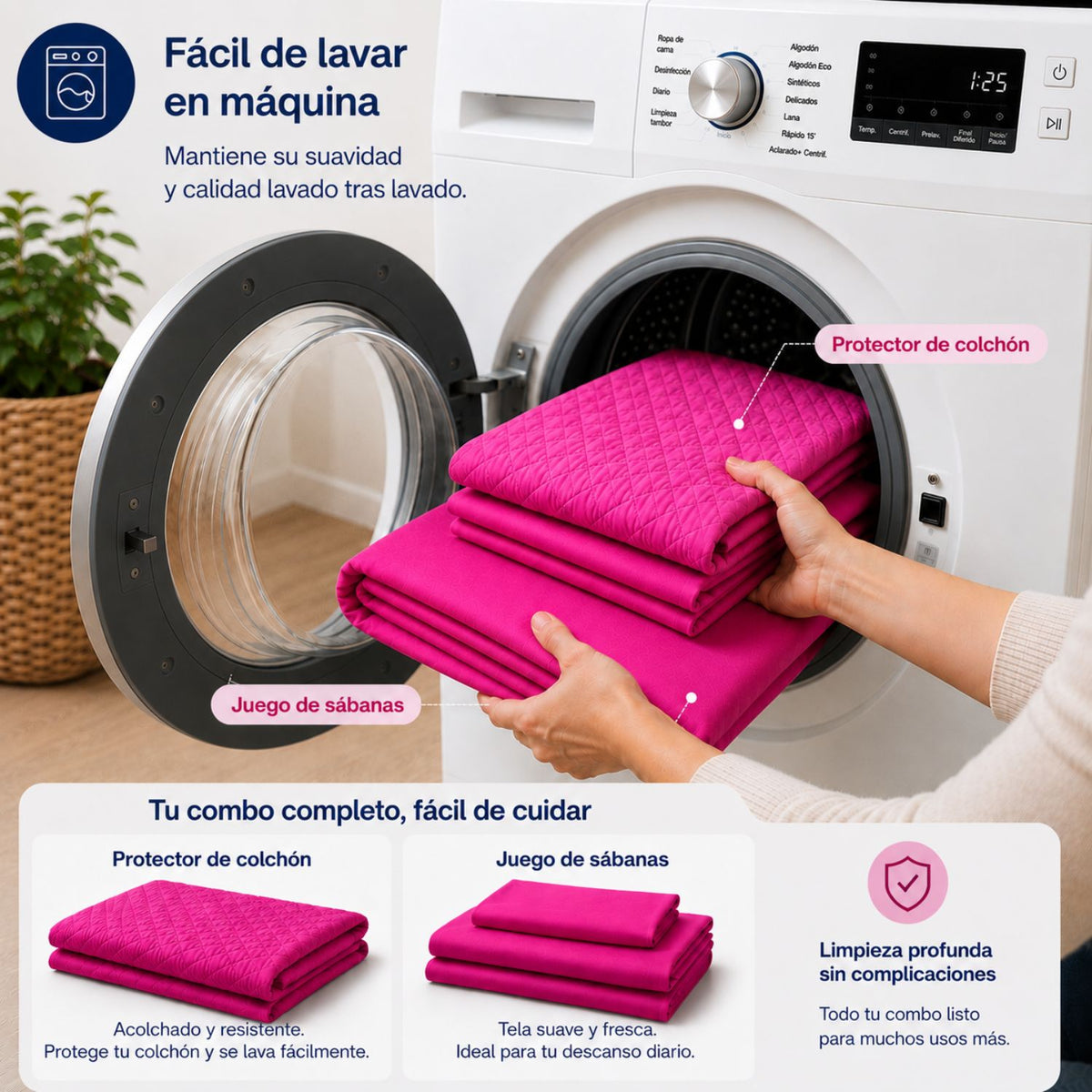 Combo Protector Colchon + Juego De Sabanas Sencilla