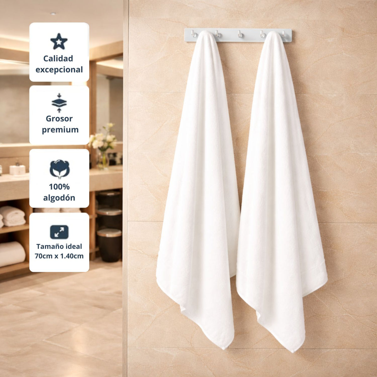 Toalla De Cuerpo Hotelera 70x140cm 500gr