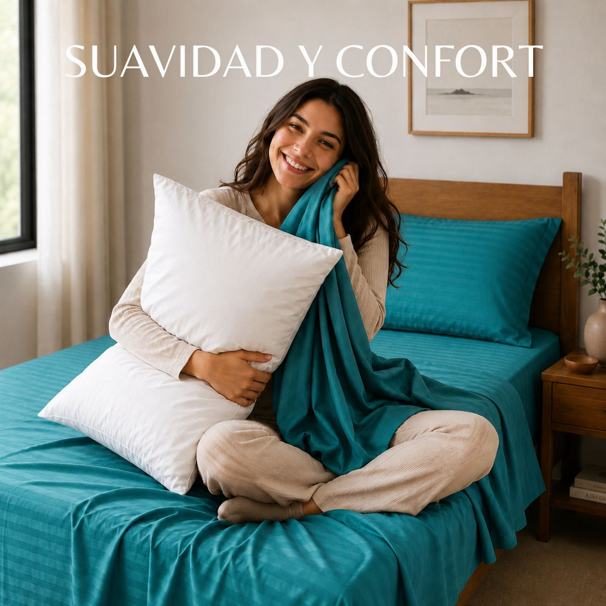 Combo Juego De Sabanas + 2 Almohadas Siliconadas Queen