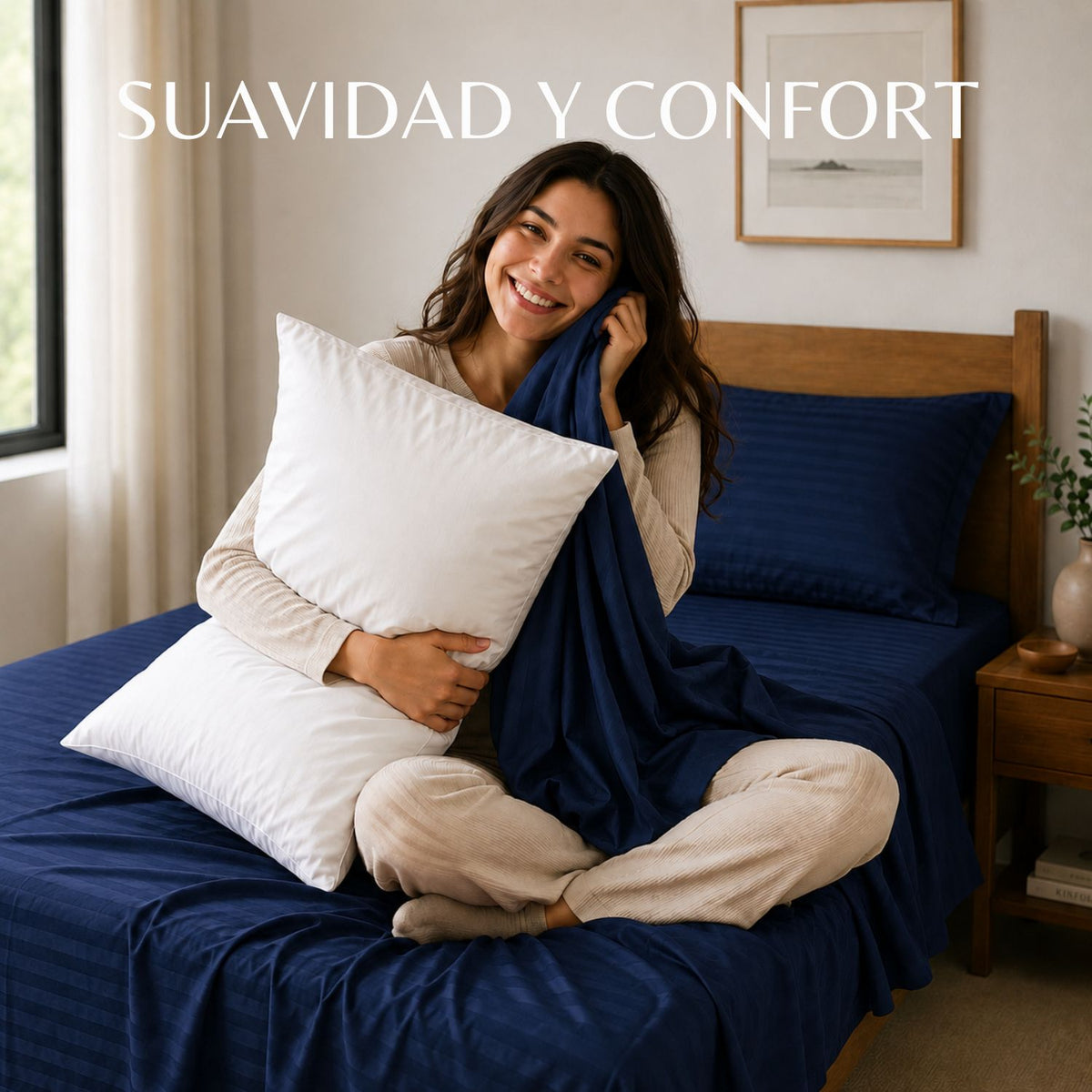 Combo Juego De Sabanas + 2 Almohadas Siliconadas Doble