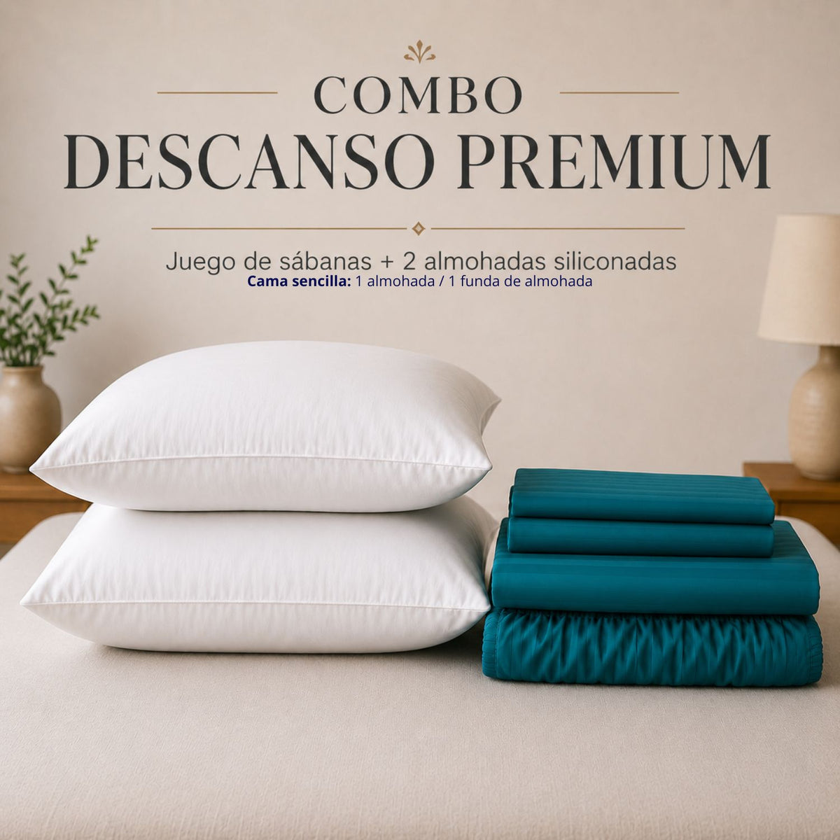 Combo Protector Colchon + 2 Almohadas Siliconadas King