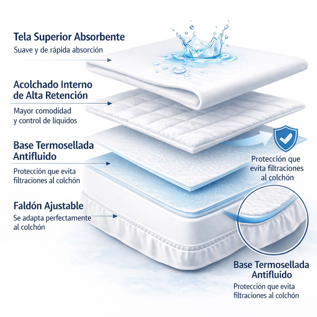 Combo Protector Semidoble Antifluido 120x190cm