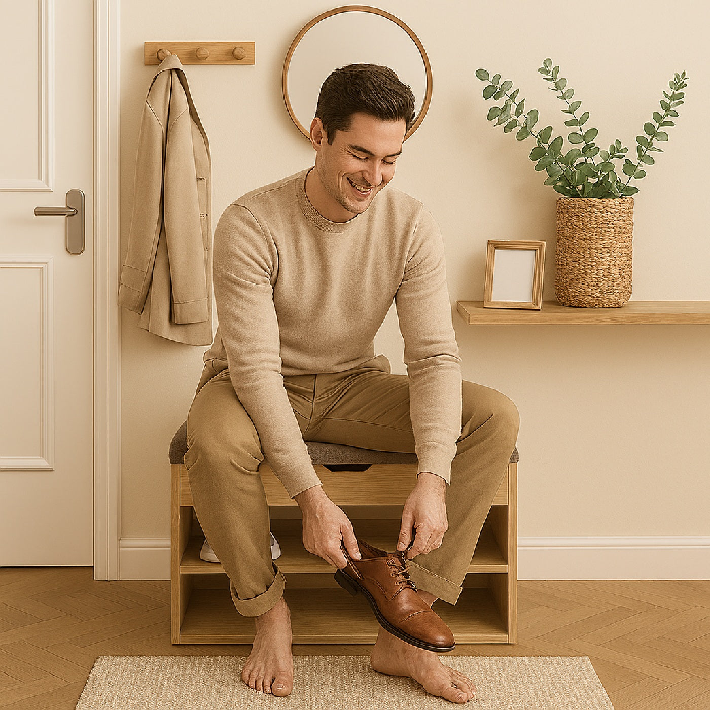 Mueble Organizador Zapatero-Baúl  43x60x30 Madera/Mocca