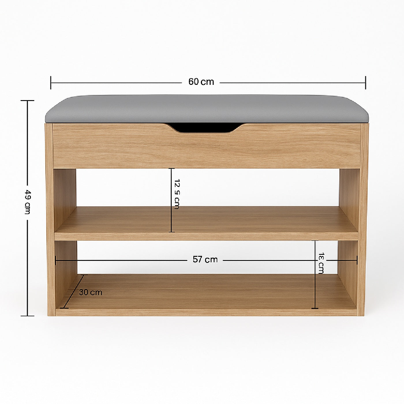 Mueble Organizador Zapatero-Baúl  43x60x30 Madera/Gris