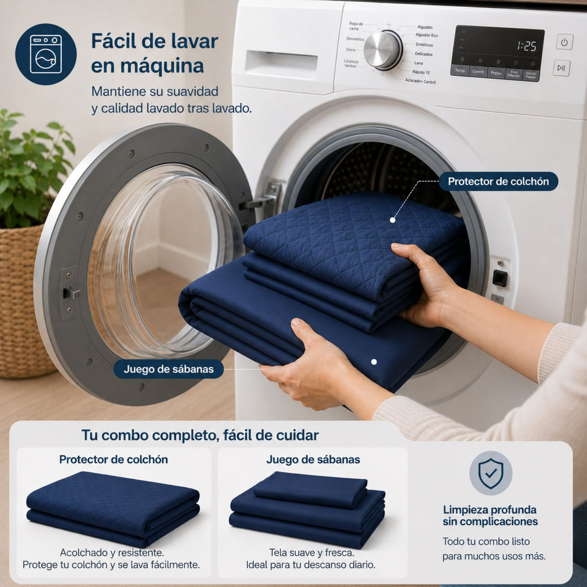 Combo Protector Colchon + Juego De Sabanas Sencilla