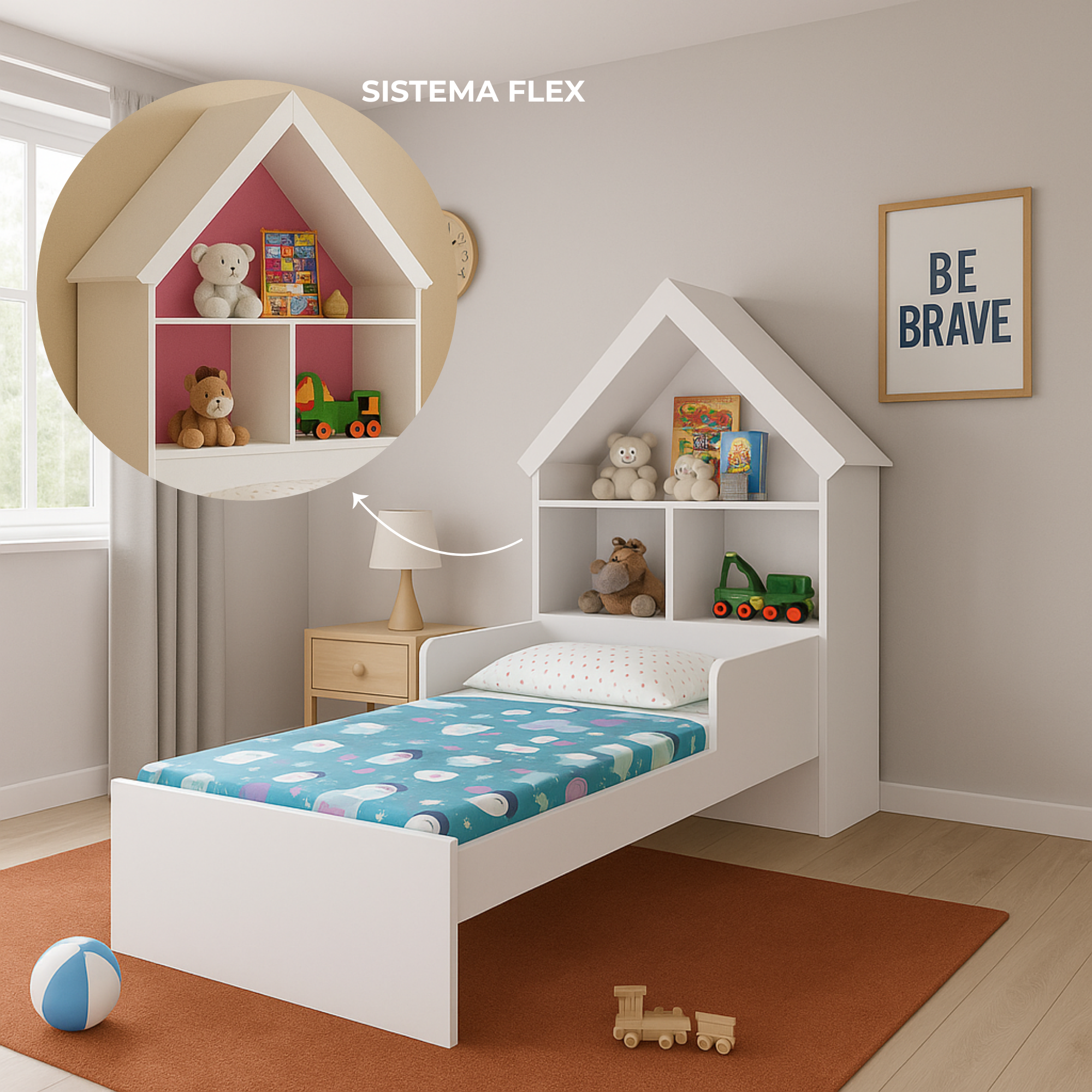 Cama infantil ariel blanco rosado flex