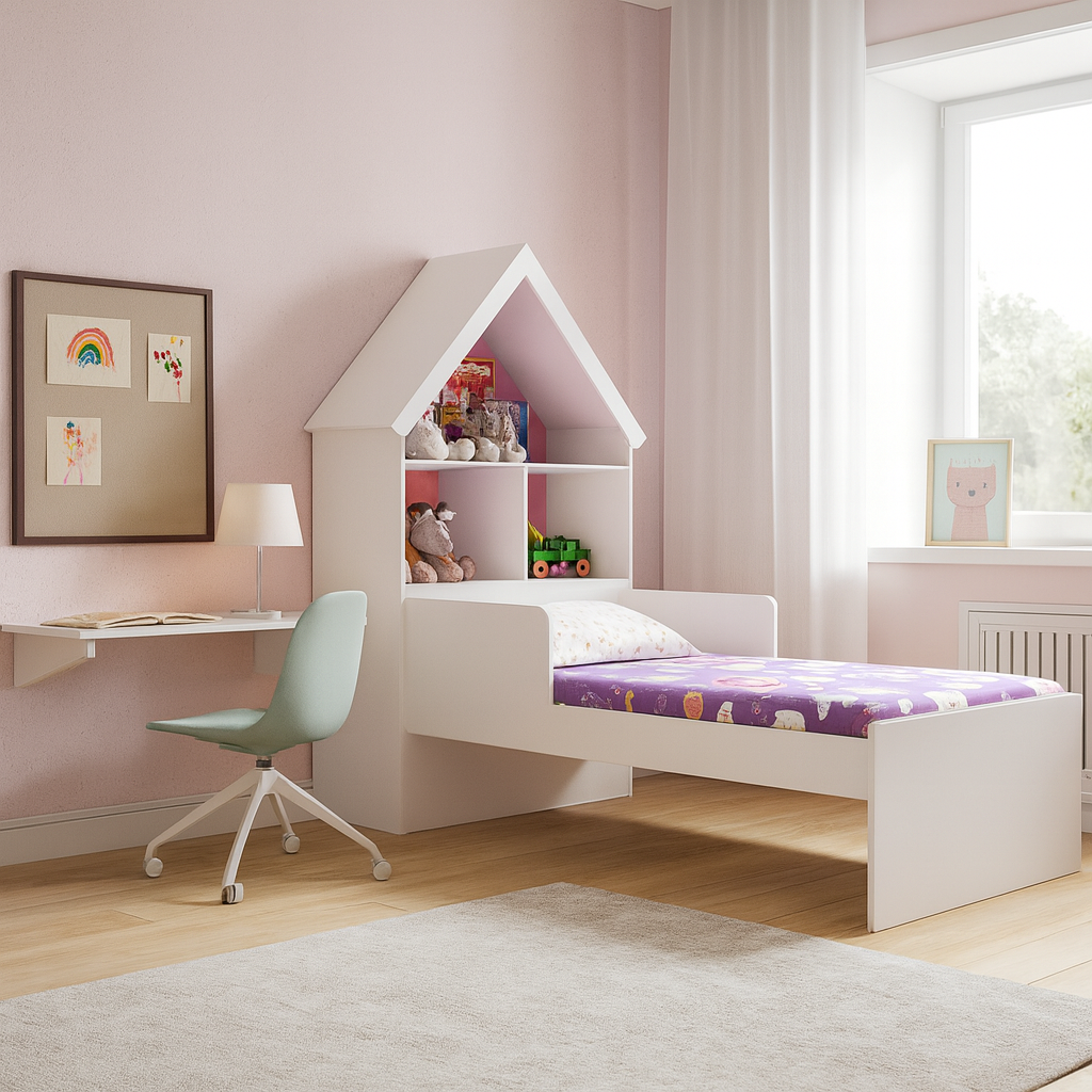 Cama infantil ariel blanco rosado flex