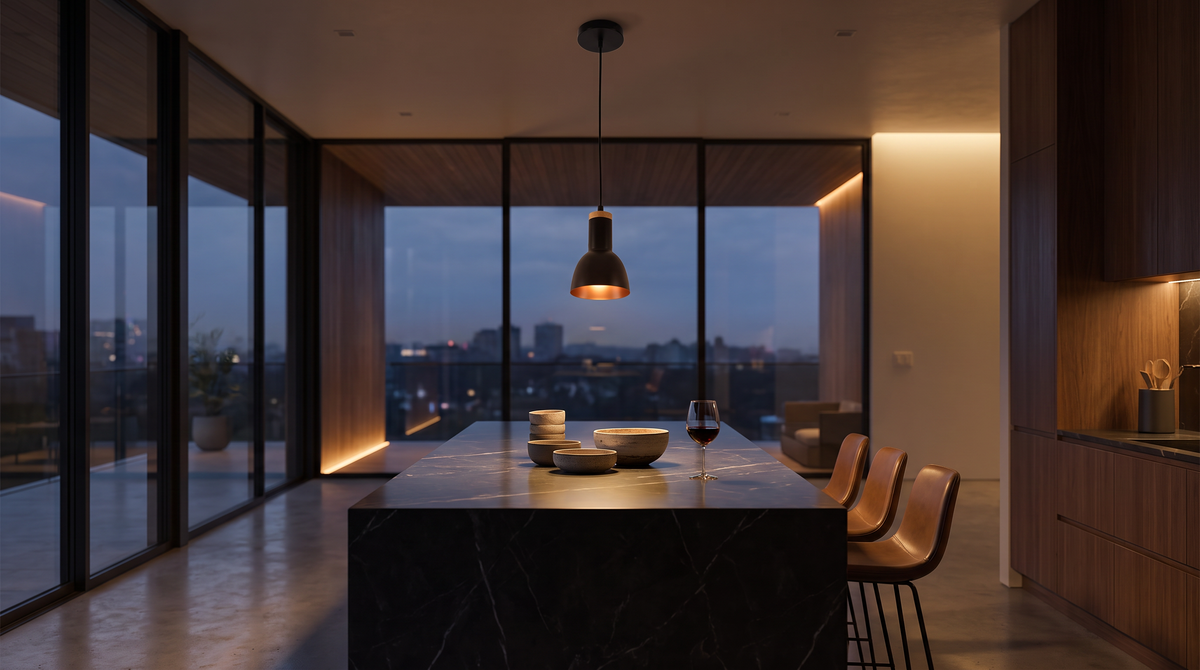 Luminaria Decorativa Colgante Ariel Negro Madera