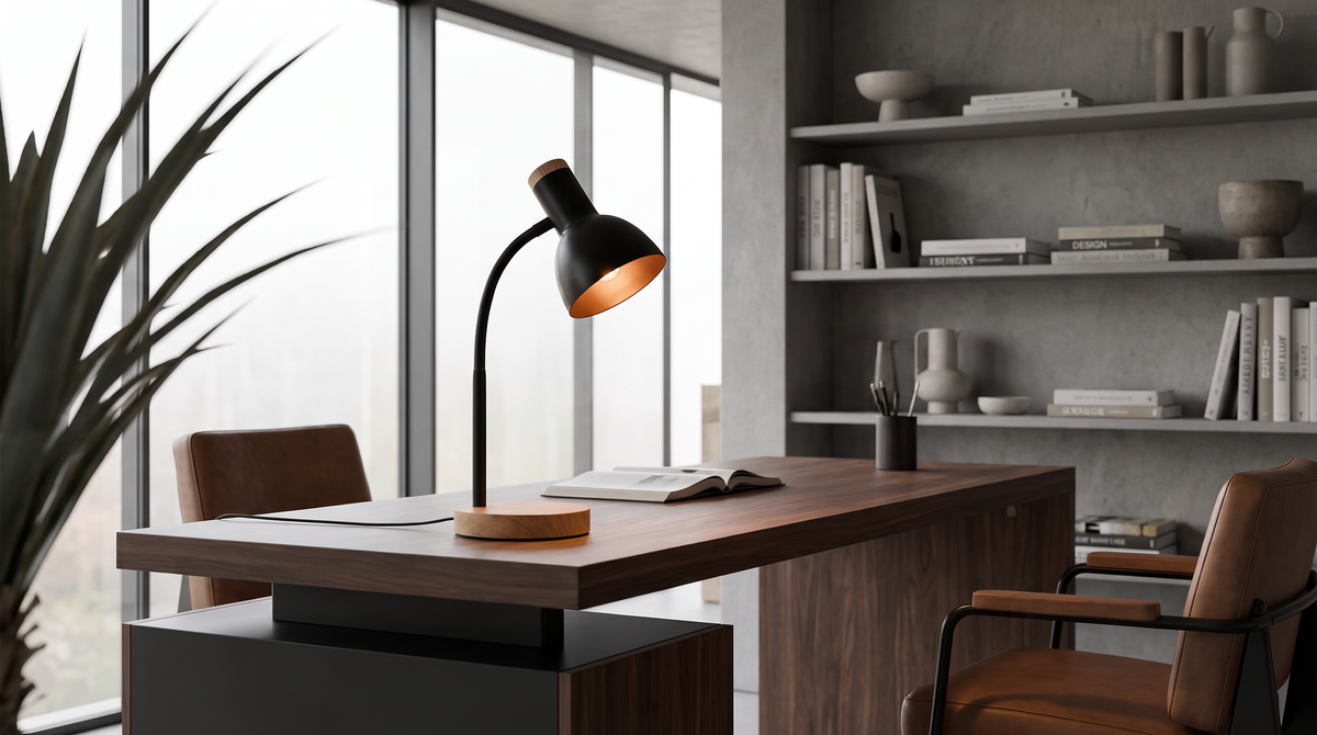 Luminaria Decorativa De Mesa Ariel Negro Madera