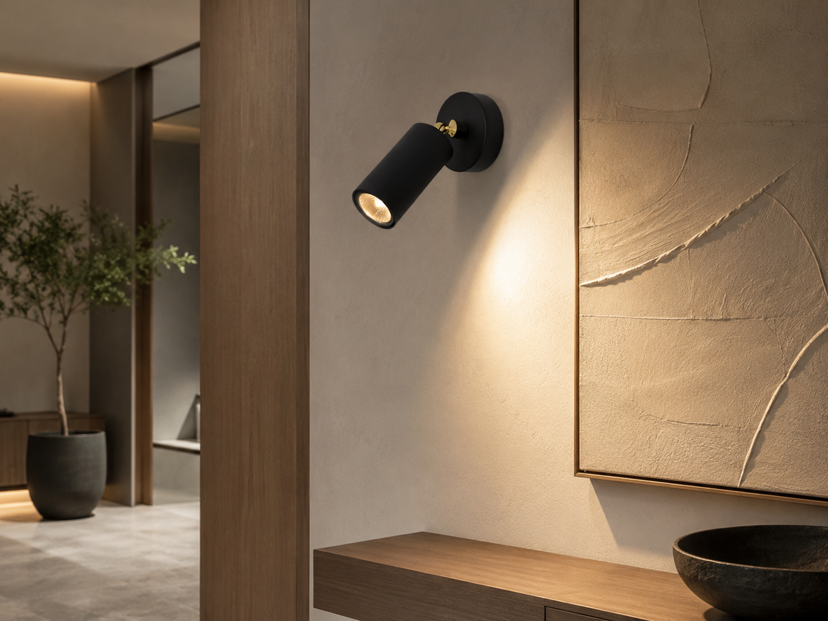 Lámpara De Pared Astro Negro Dorado