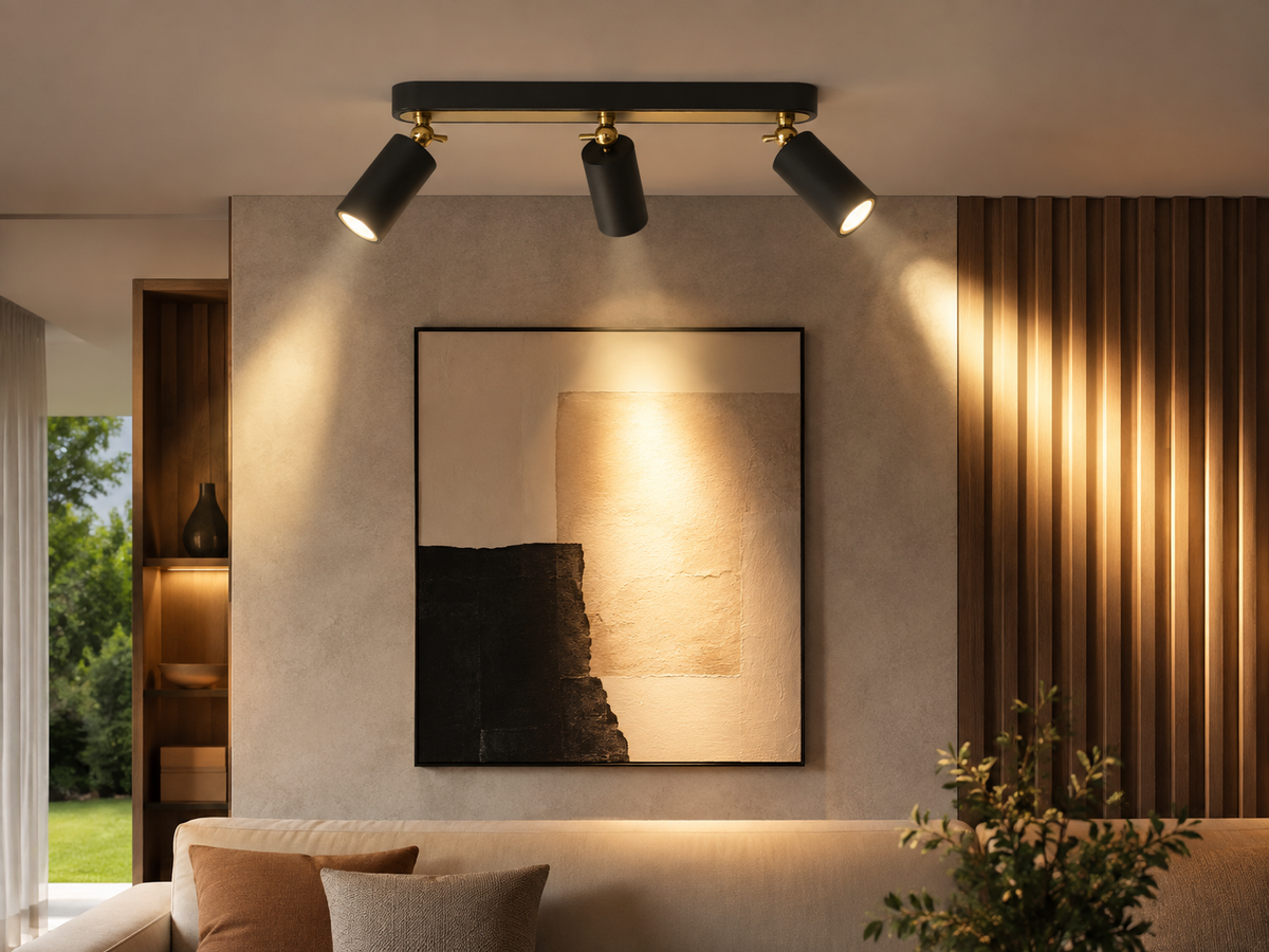 Lámpara De Techo Astro Trio Negro Dorado