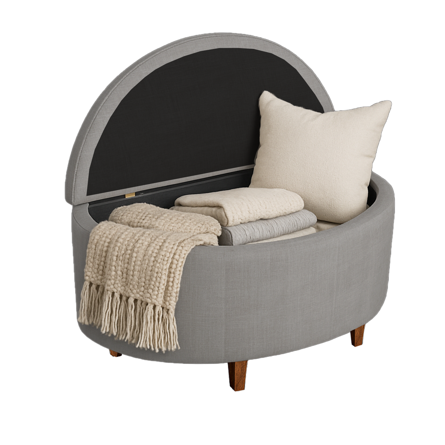 Puff tipo Banqueta Baúl Media Luna  (42x100x40) gris