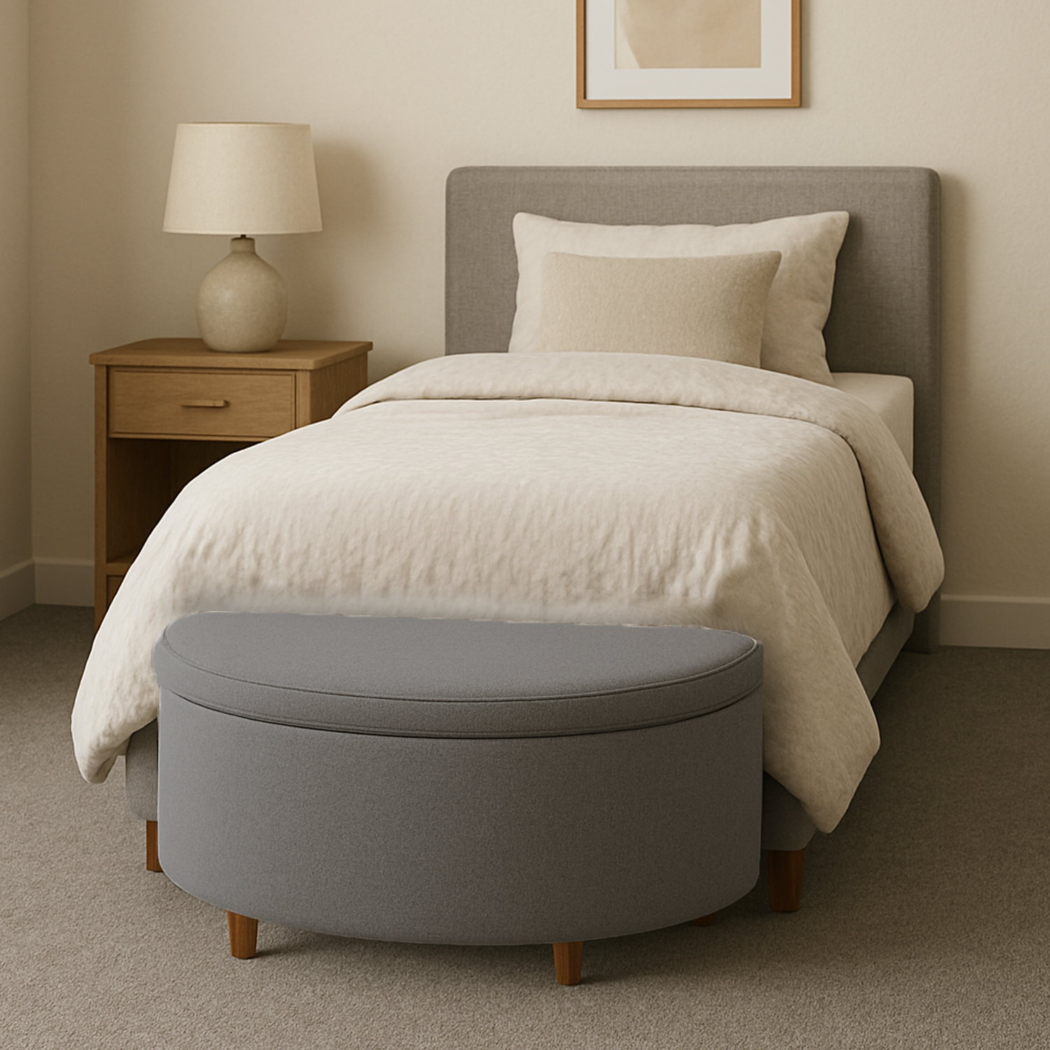 Puff tipo Banqueta Baúl Media Luna  (42x100x40) gris