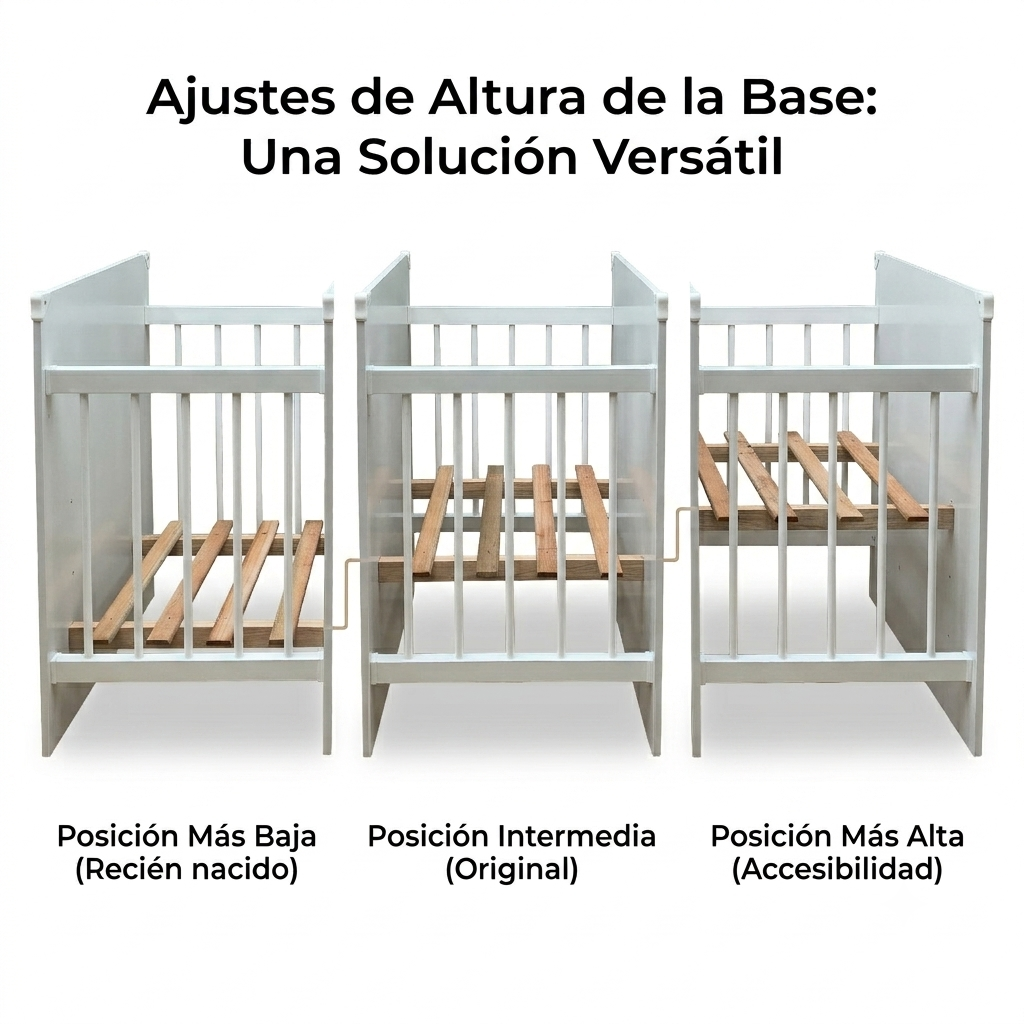 Cuna Para Bebé Jaén Blanca Con Altura Ajustable En MDP